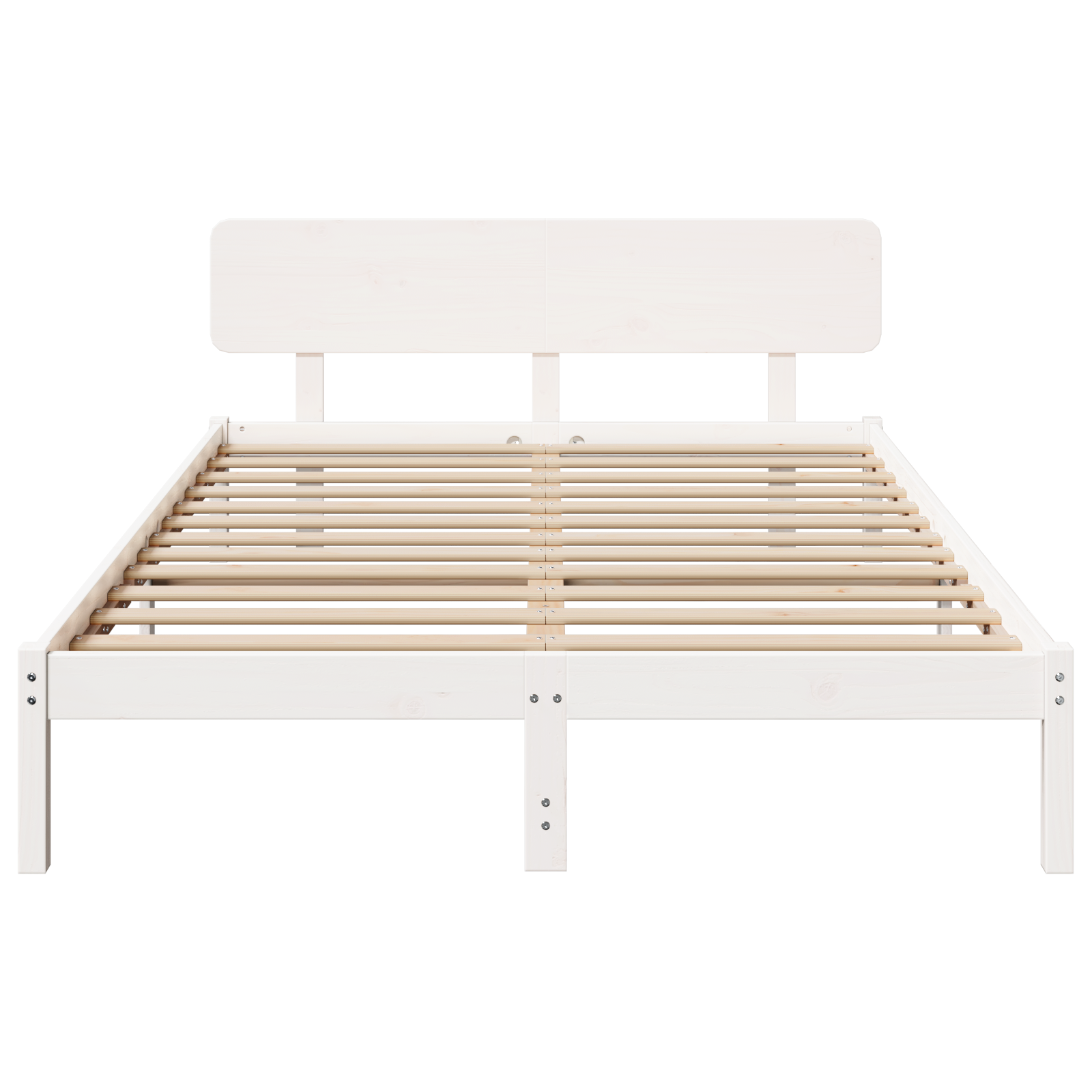 Bed Frame with Headboard White 150x200 cm Solid Pine Wood - Image 8