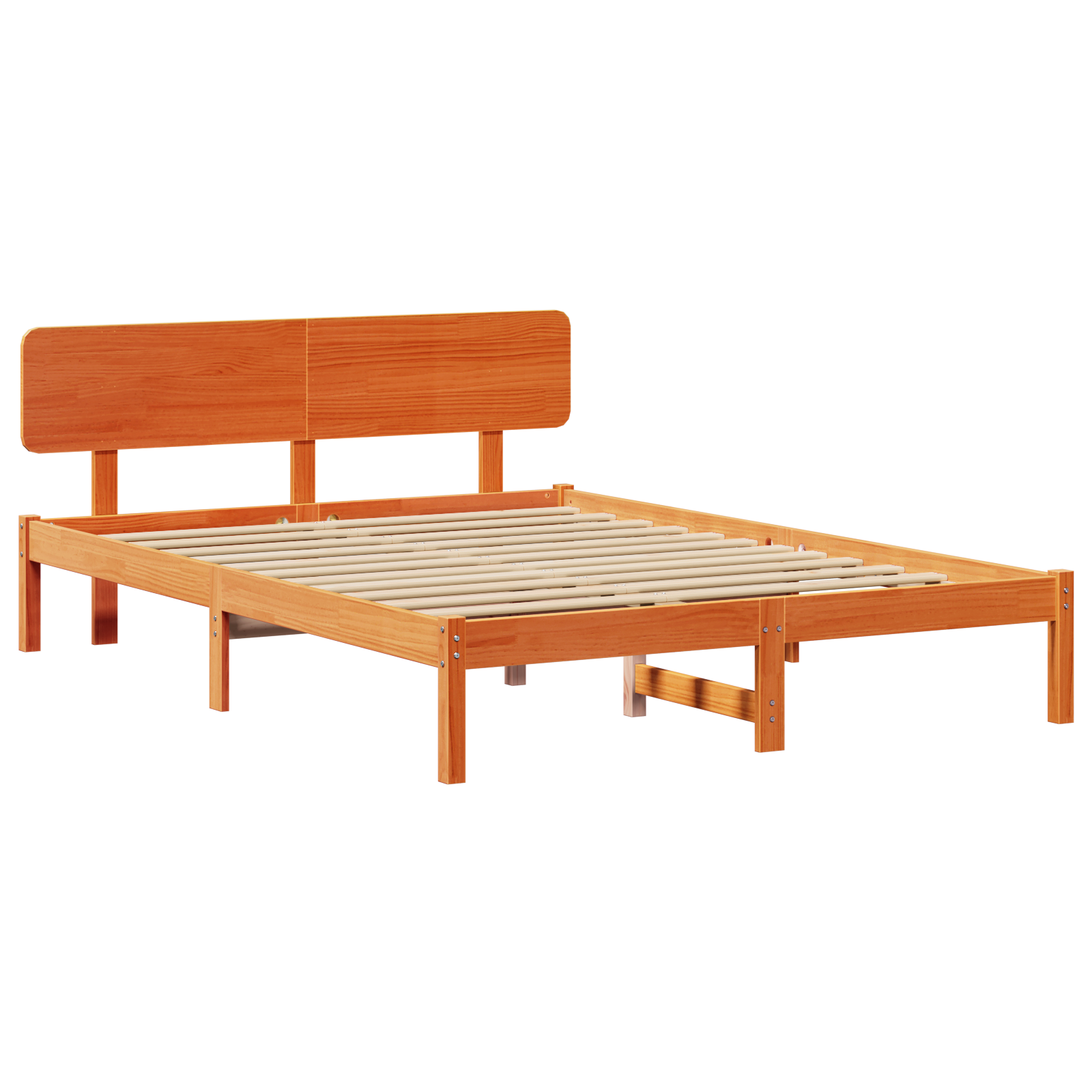Bed Frame with Headboard Wax Brown 150x200 cm Solid Pine Wood - Image 3
