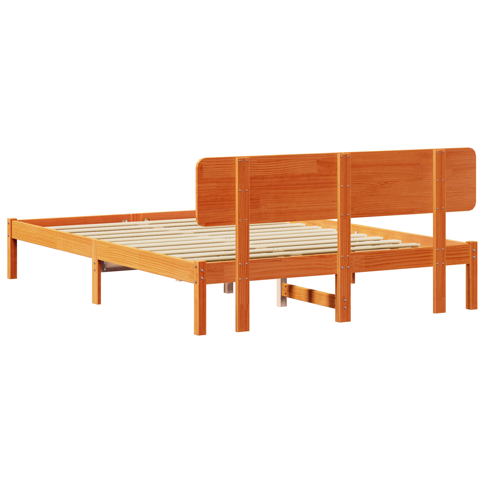 Bed Frame with Headboard Wax Brown 150x200 cm Solid Pine Wood - Image 8