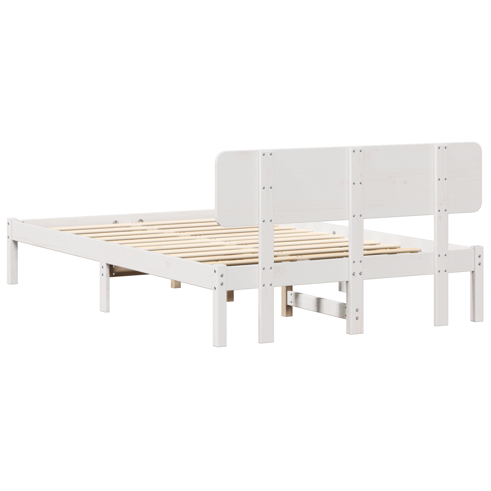 Bed Frame with Headboard White 120x200 cm Solid Pine Wood - Image 8