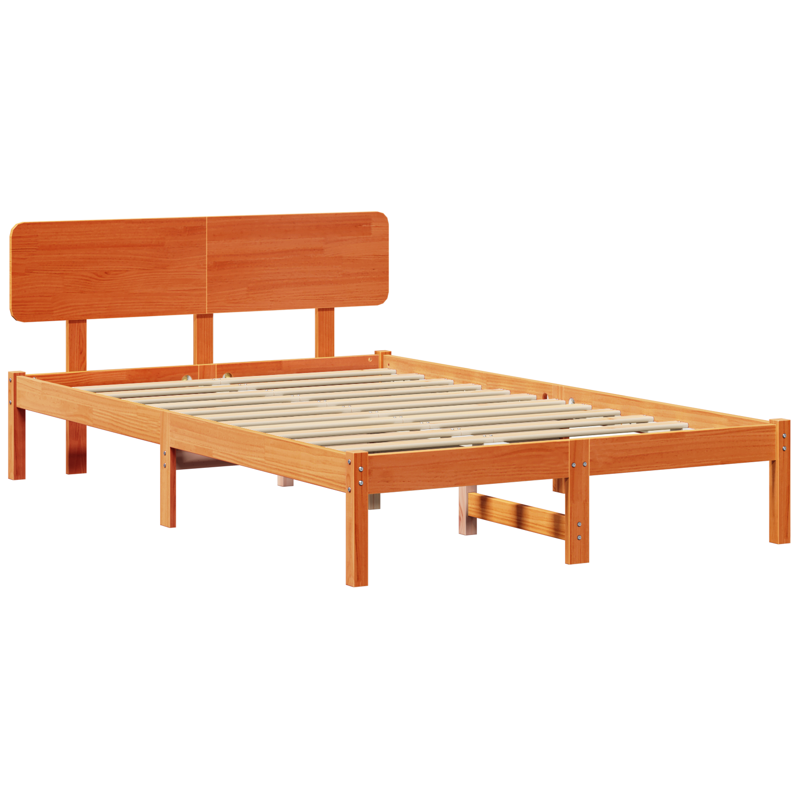 Bed Frame with Headboard Wax Brown 120x200 cm Solid Pine Wood - Image 3