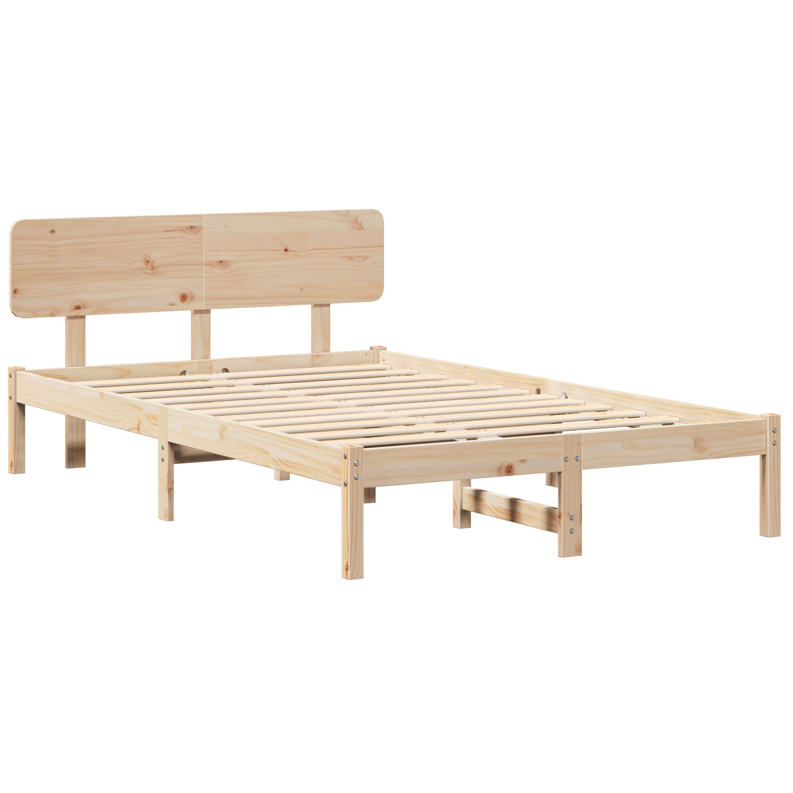 Bed Frame with Headboard 140x190 cm Solid Pine Wood - Image 3