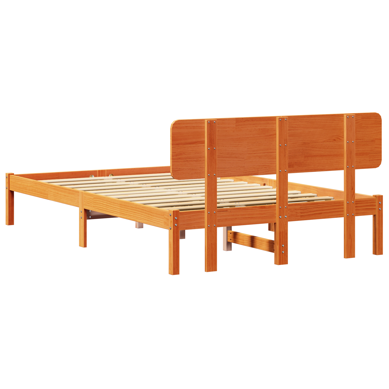 Bed Frame with Headboard Wax Brown 140x190 cm Solid Pine Wood - Image 8