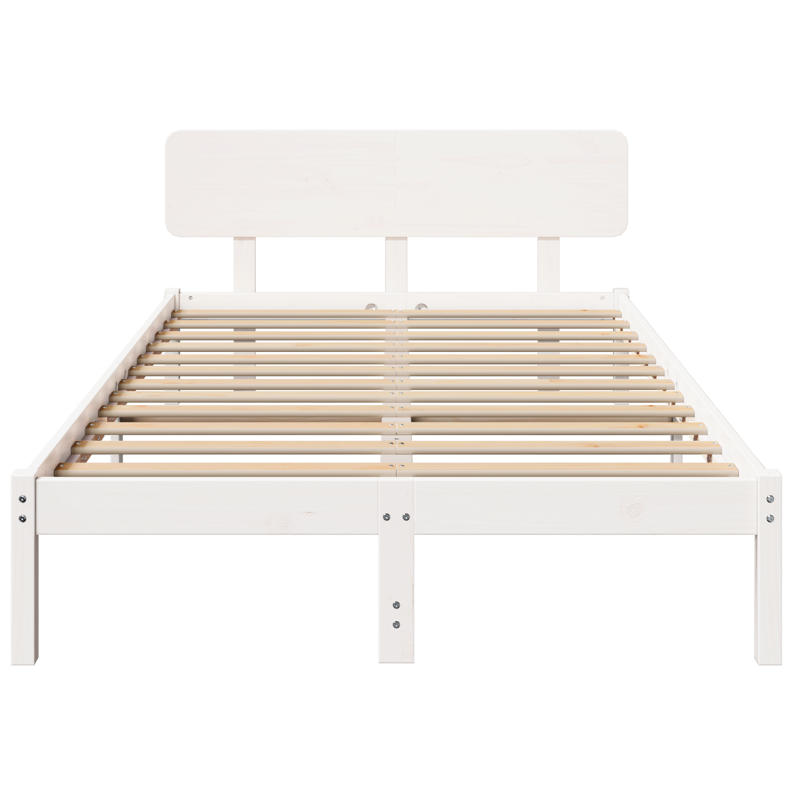 Bed Frame with Headboard White 135x190 cm Solid Pine Wood - Image 6