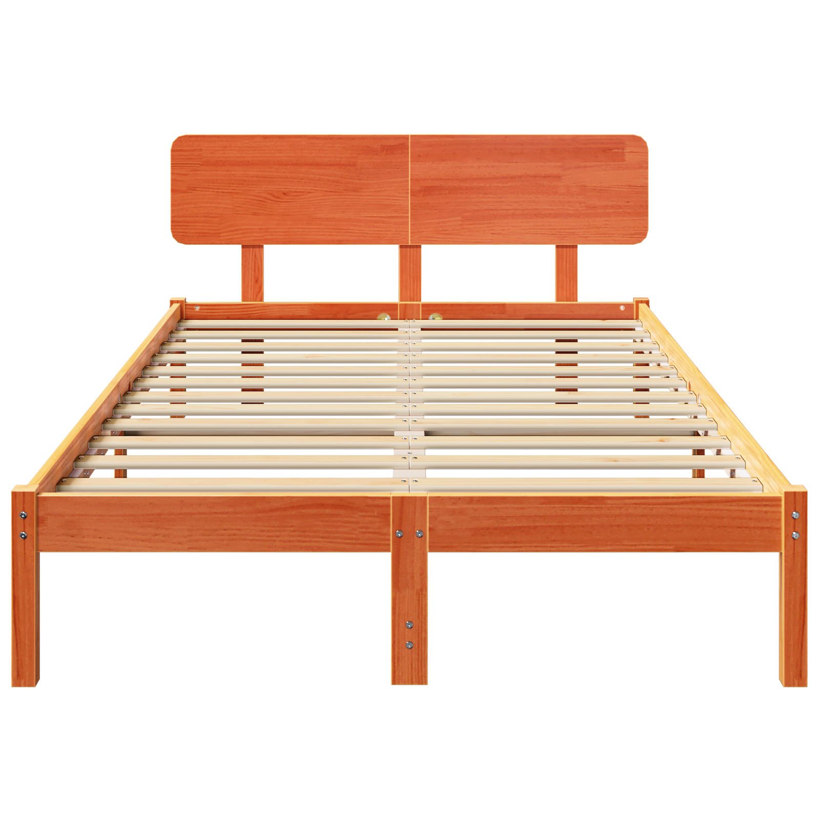 Bed Frame with Headboard Wax Brown 135x190 cm Solid Pine Wood - Image 6