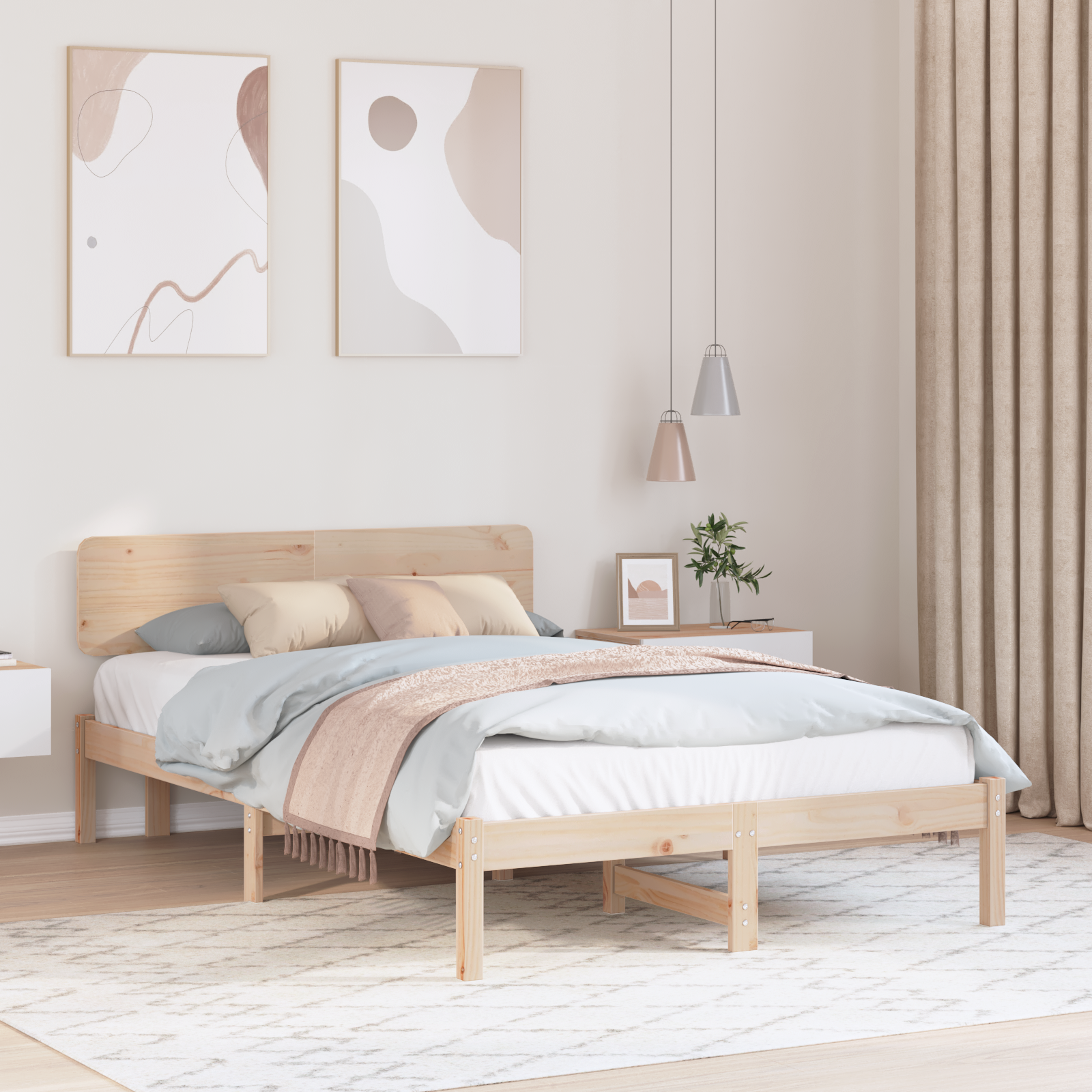 Bedframe met Hoofdbord 120×190 cm Massief Grenen Hout
