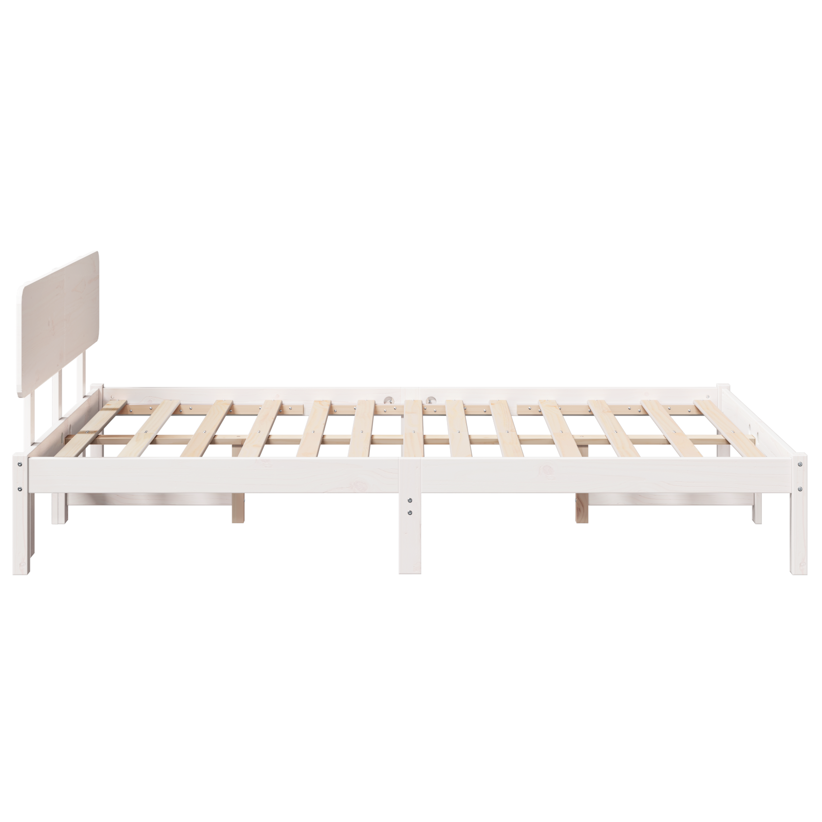 Bed Frame with Headboard White 120x190 cm Solid Pine Wood - Image 7