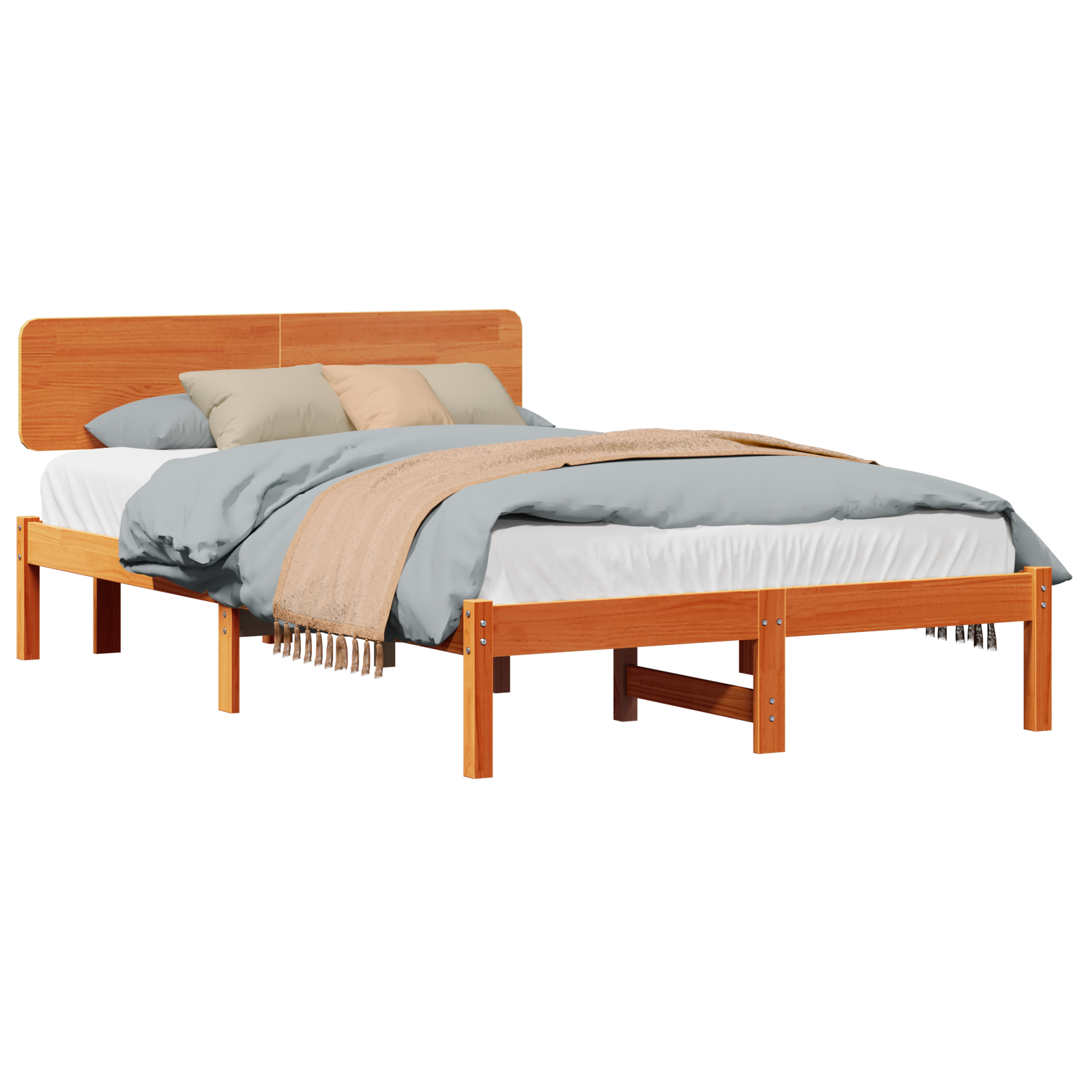 Bed Frame with Headboard Wax Brown 120x190 cm Solid Pine Wood - Image 2