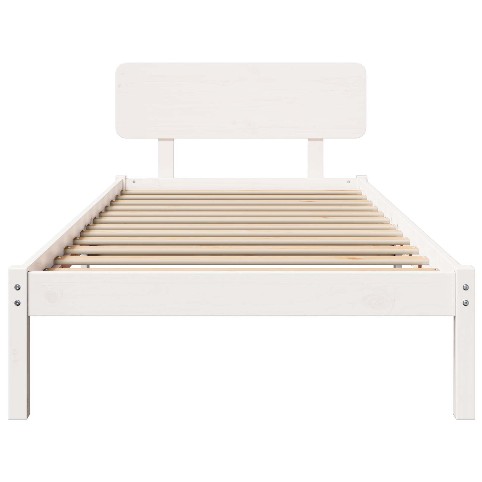 Bed Frame with Headboard White 100x200 cm Solid Pine Wood - Image 6