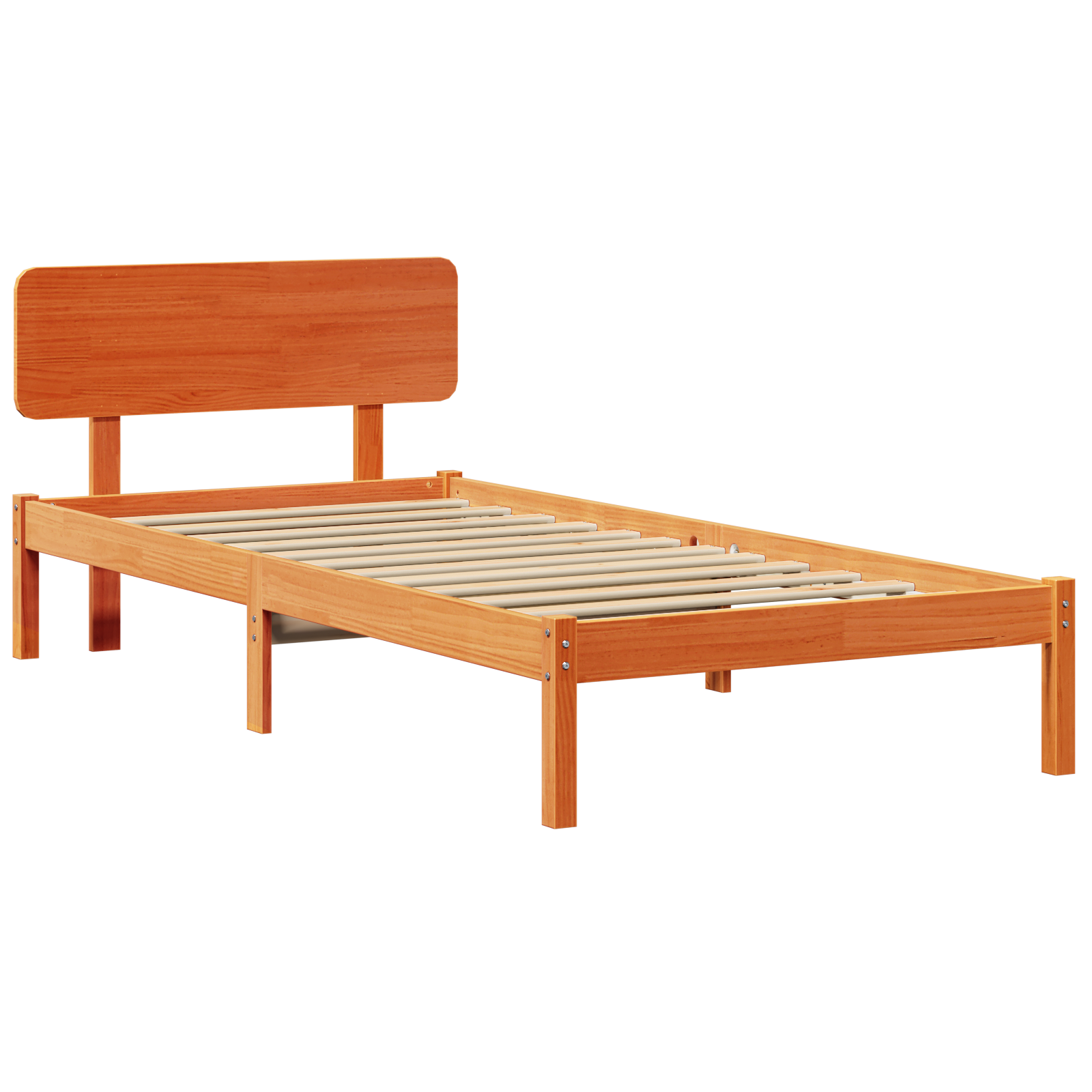  vidaXL Ágykeret Fejvédővel Wax Barna 100x200 cm - Tömör Fenyőfa akciós termékkép 1