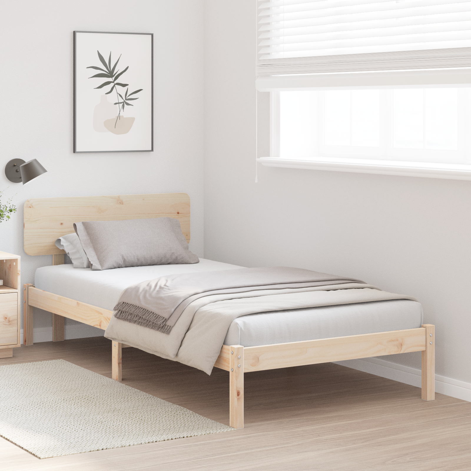 Bed Frame with Headboard 90x200 cm Solid Pine Wood - Image 5