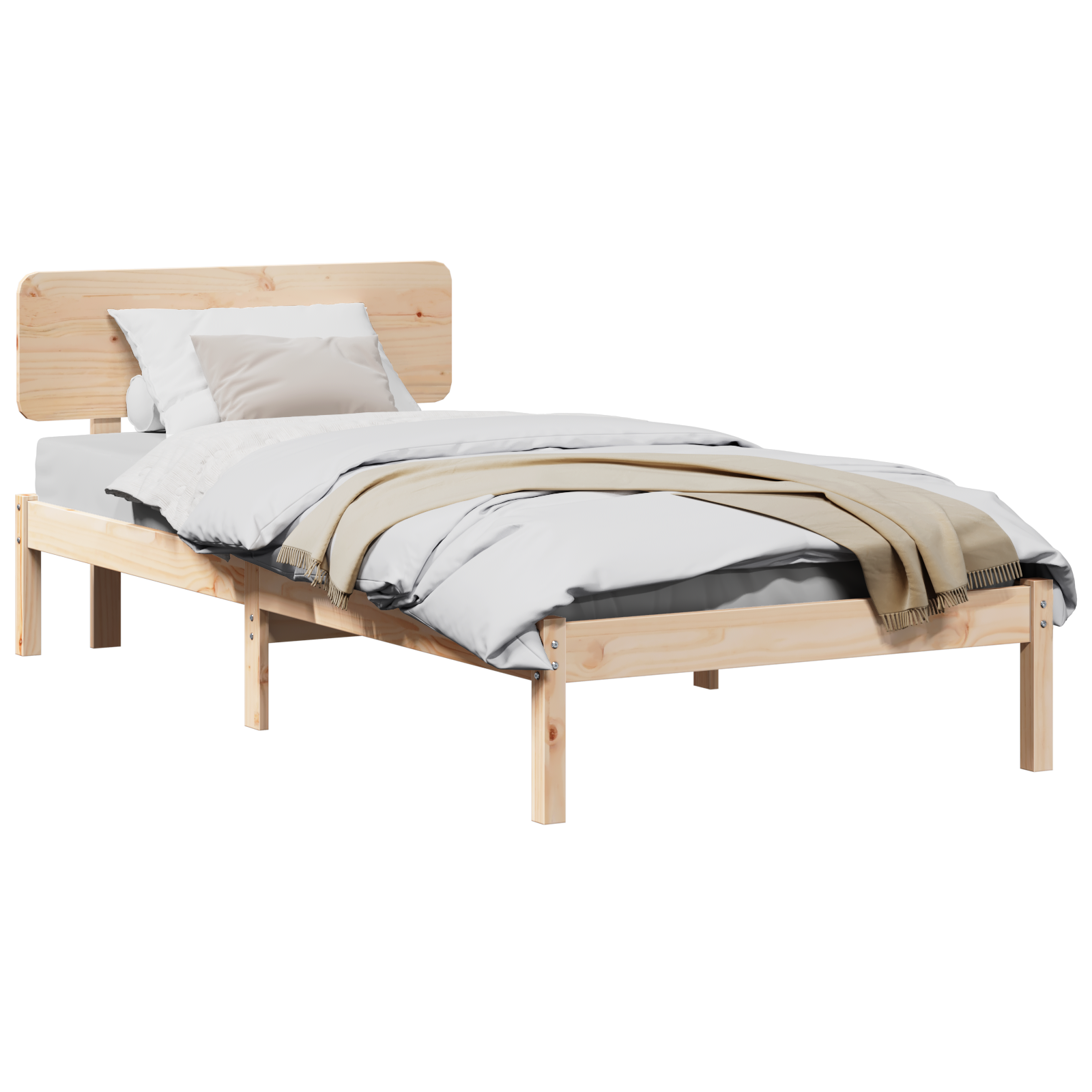 Bed Frame with Headboard 90x200 cm Solid Pine Wood - Image 2