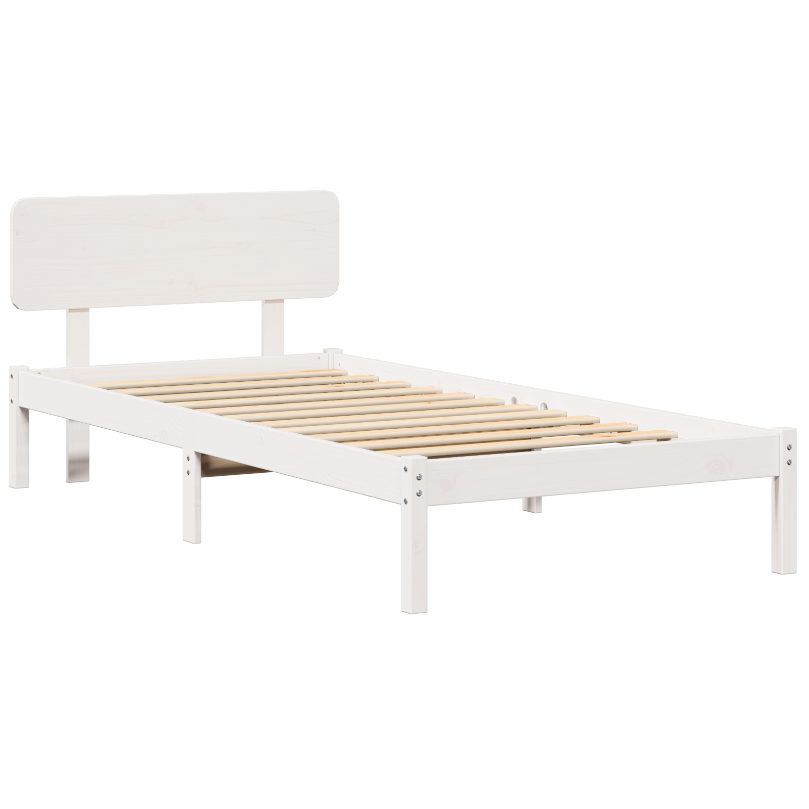 Bed Frame with Headboard White 90x200 cm Solid Pine Wood - Image 3