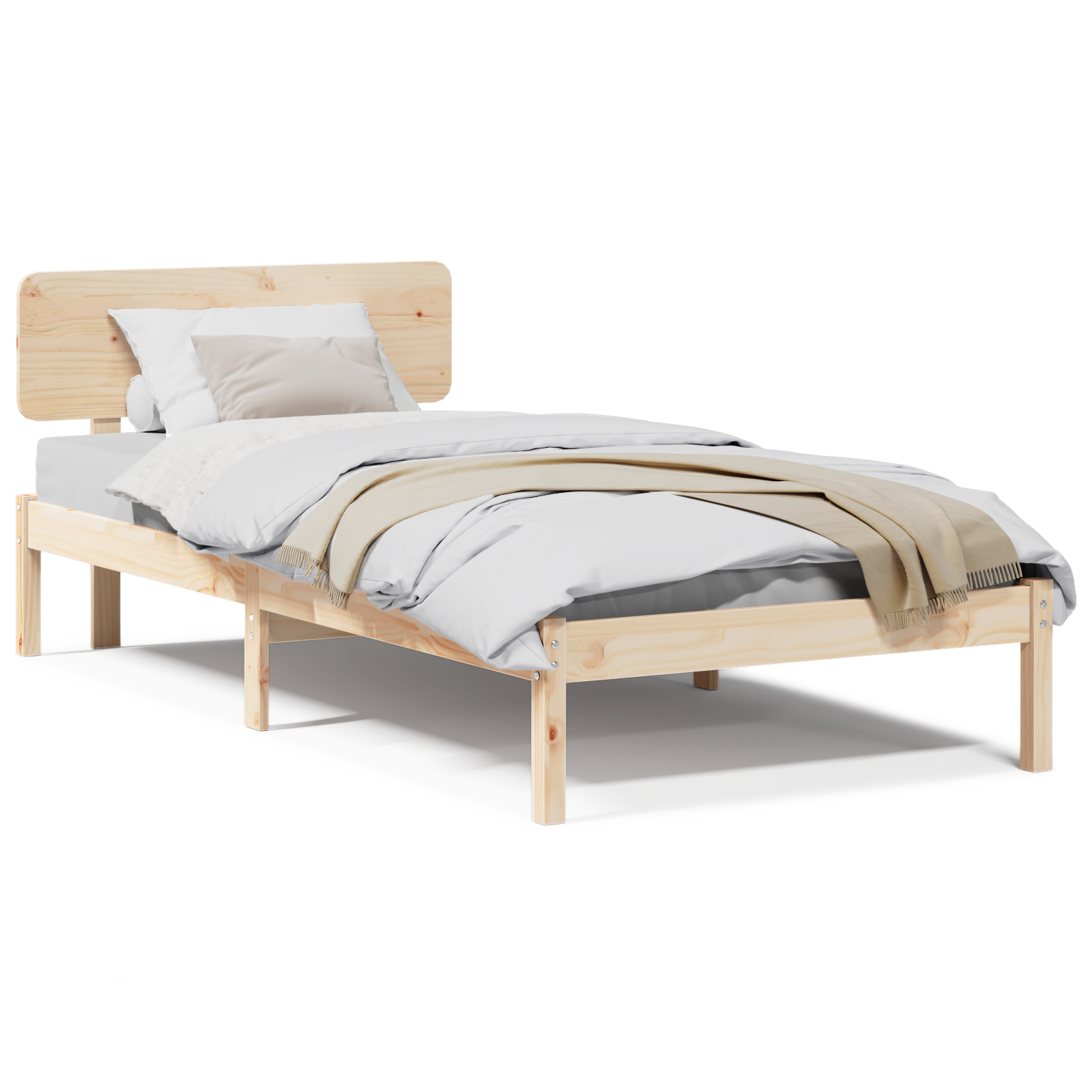 Bed Frame with Headboard 90x190 cm Solid Pine Wood - Image 4