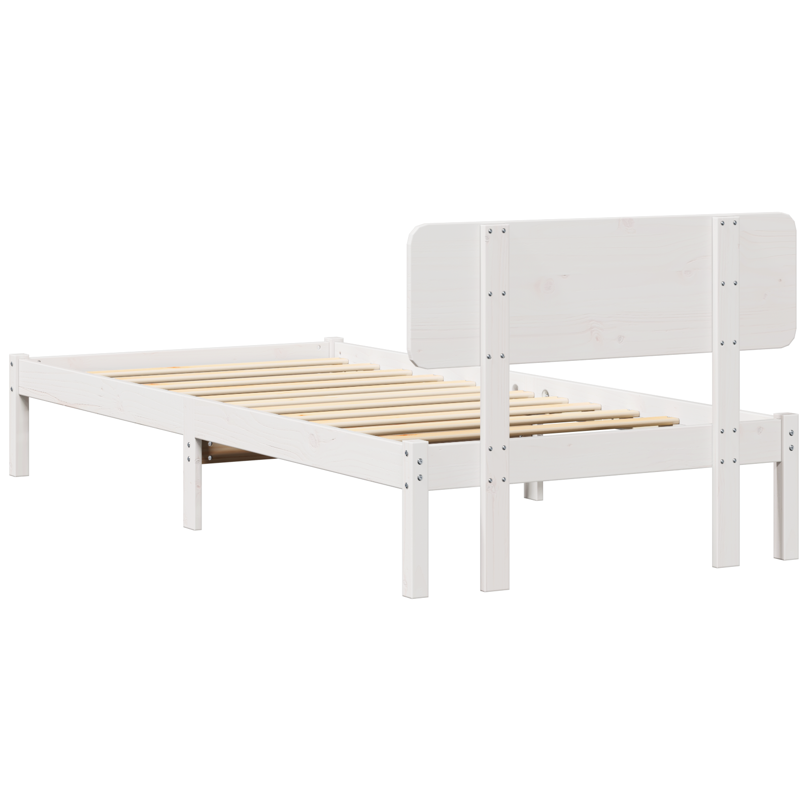 Bed Frame with Headboard White 90x190 cm Solid Pine Wood - Image 9