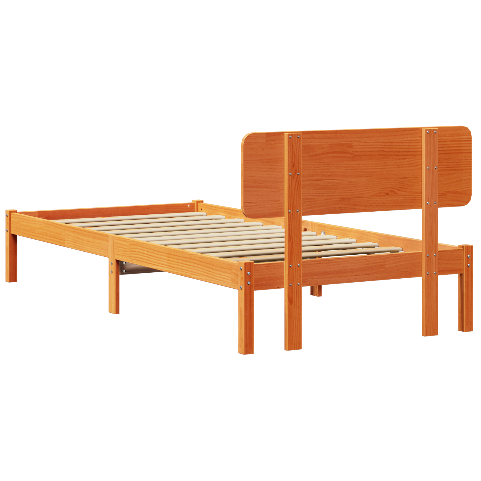 Bed Frame with Headboard Wax Brown 90x190 cm Solid Pine Wood - Image 8