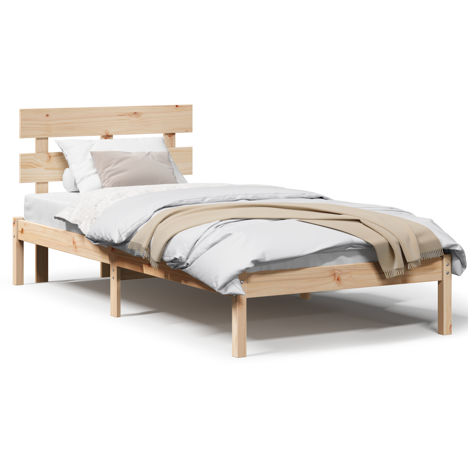 Bedframe met hoofdeinde Bruin 80 x 200 cm Massief grenenhout