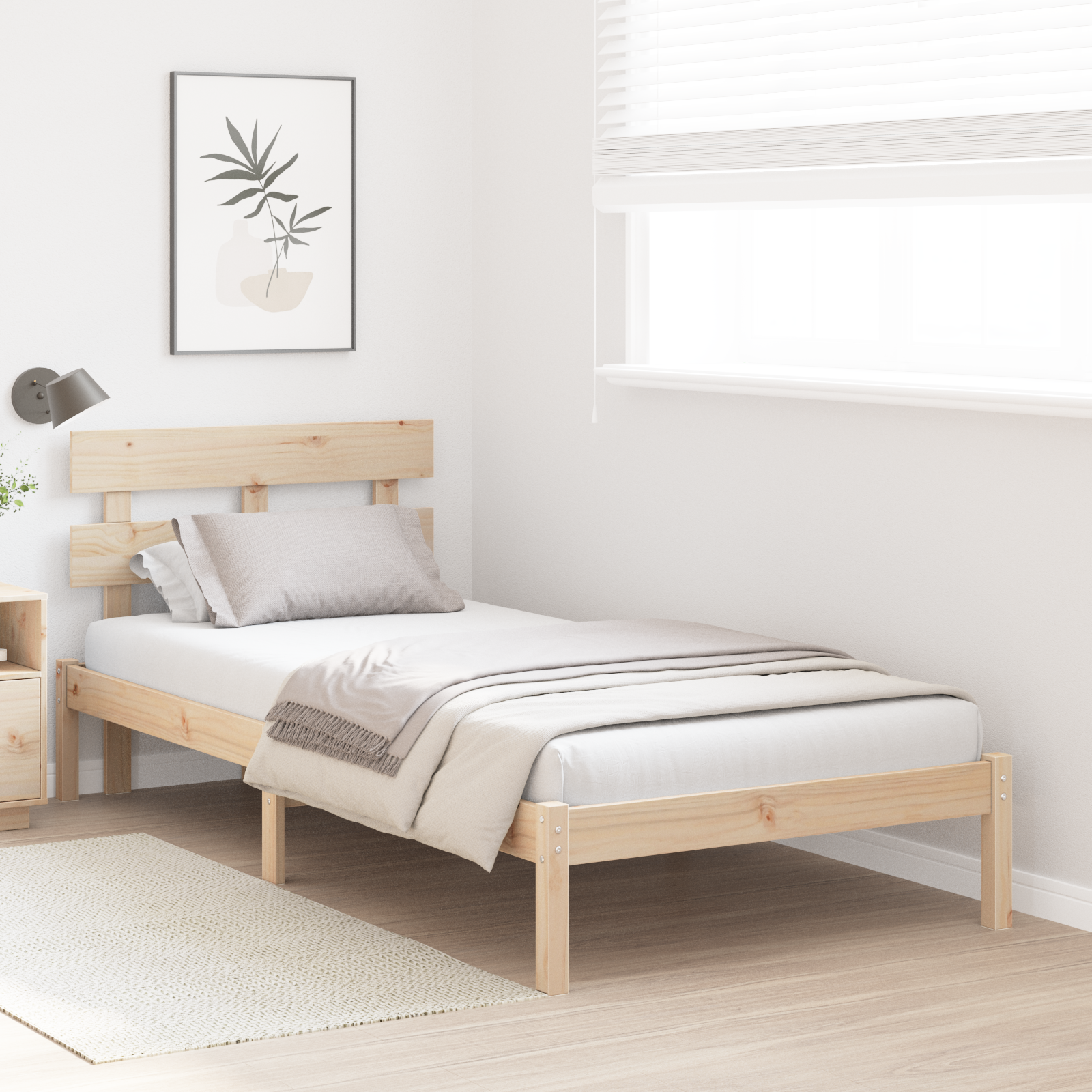 Bedframe met hoofdeinde Bruin 80 x 200 cm Massief grenenhout