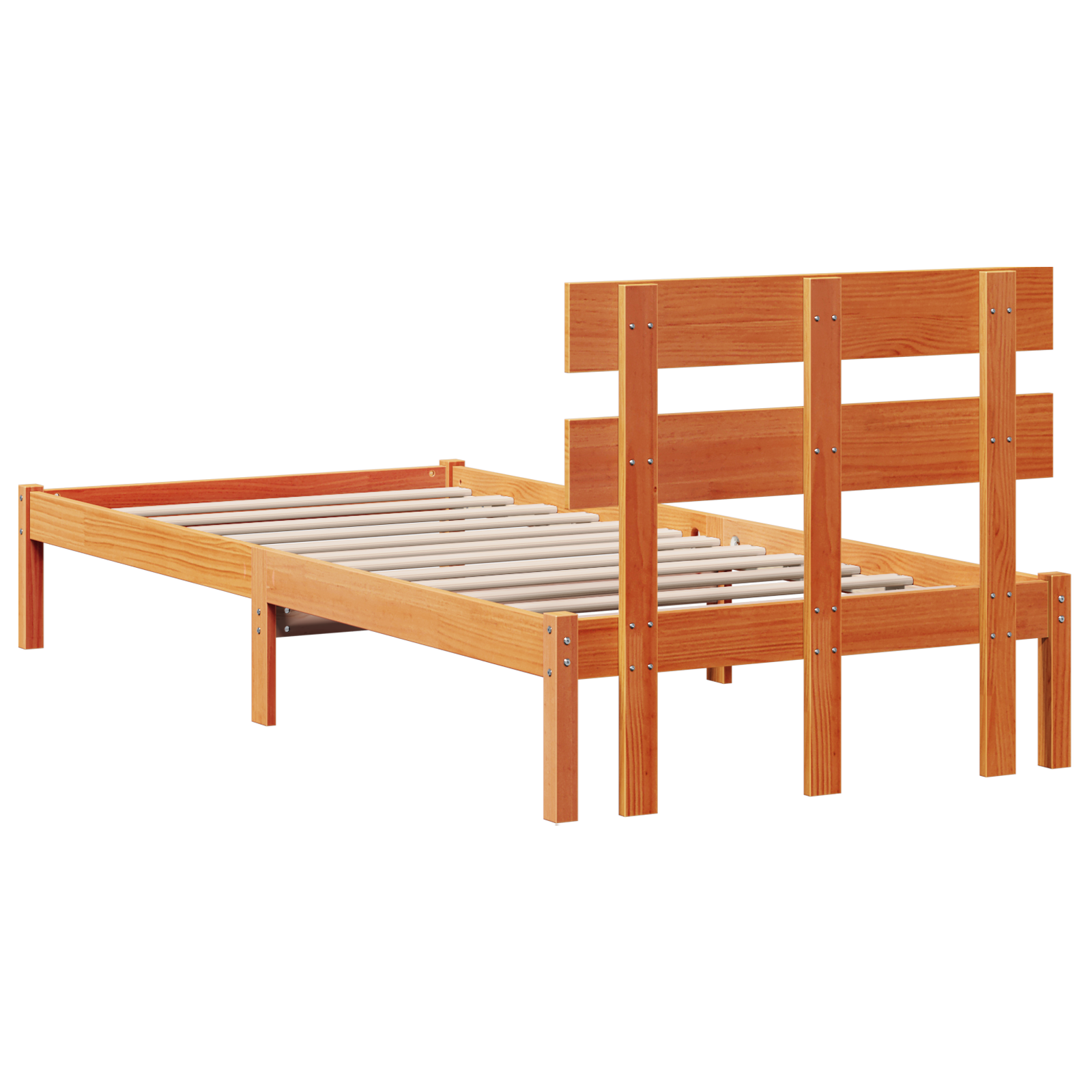 Bedframe met hoofdbord, wax bruin, 80x200 cm, massief grenenhout image 8
