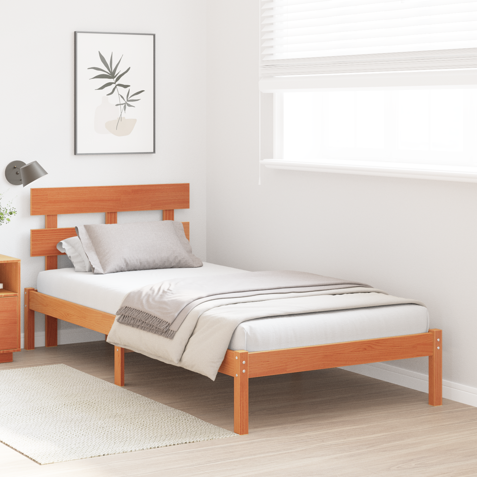 Bedframe met hoofdeinde Bruin 80 x 200 cm Massief grenenhout