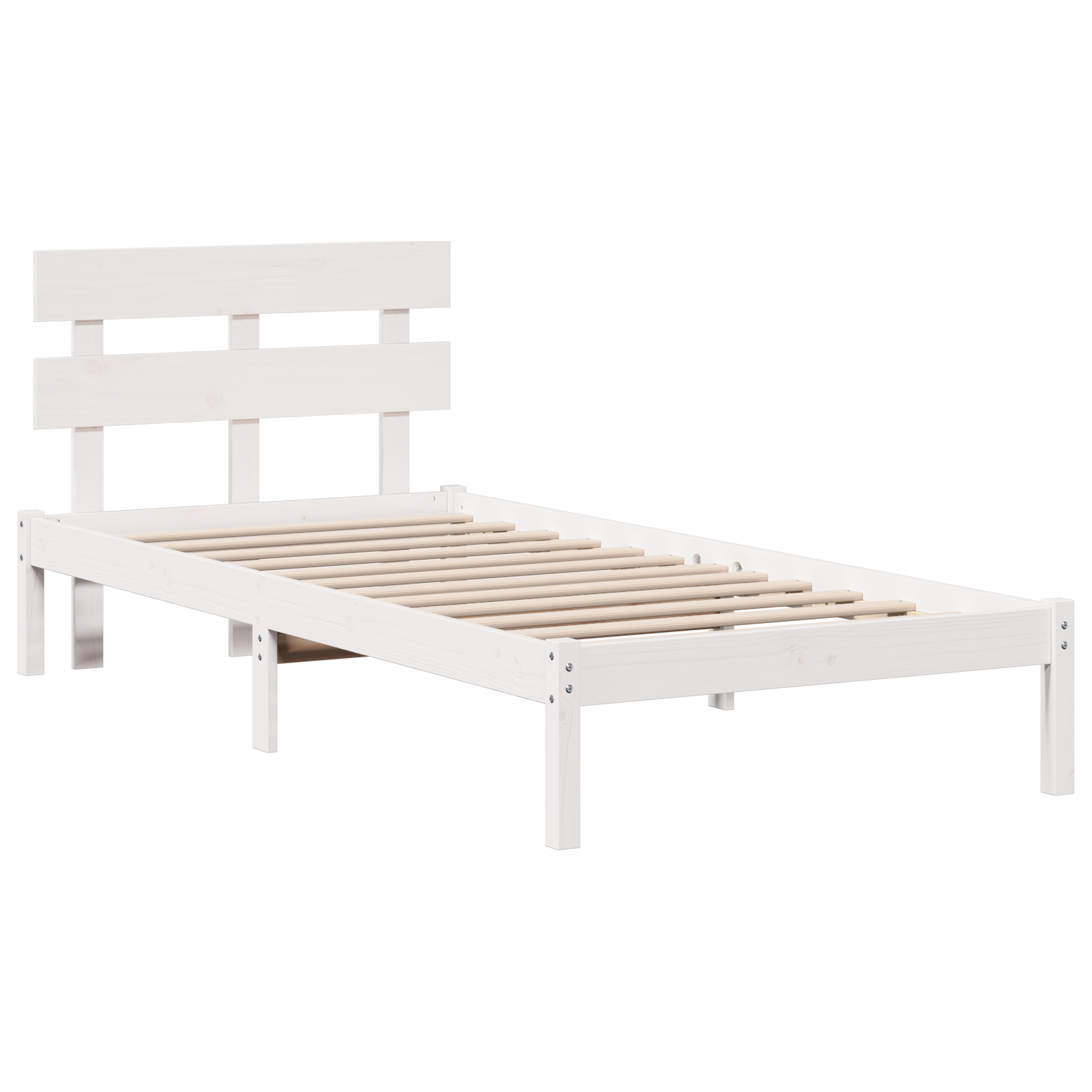 Bedframe met hoofdeinde Wit 90 x 200 cm Massief grenenhout