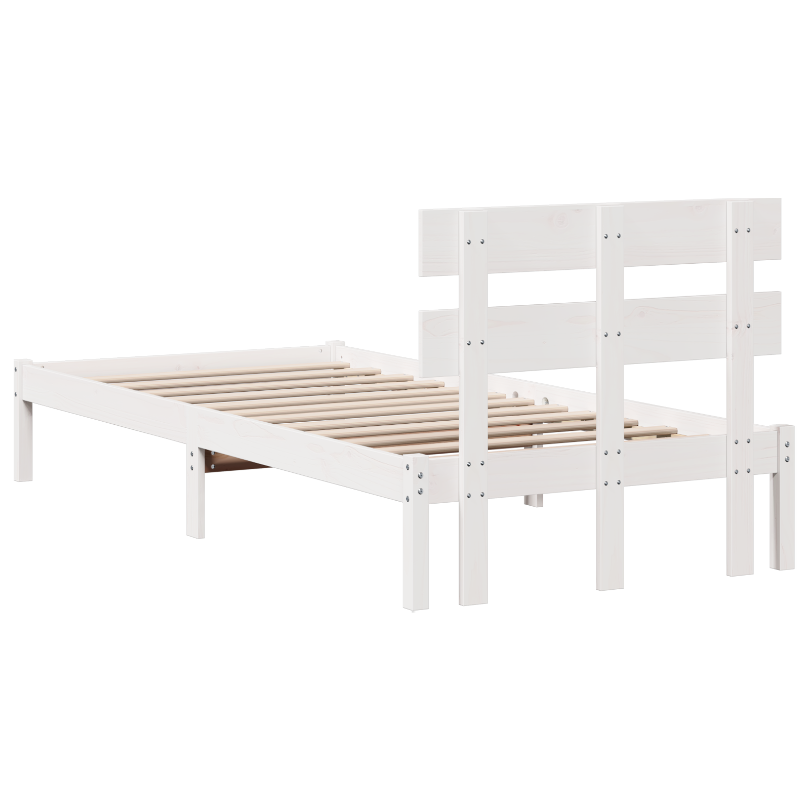 Bedframe met hoofdeinde Wit 90 x 200 cm Massief grenenhout