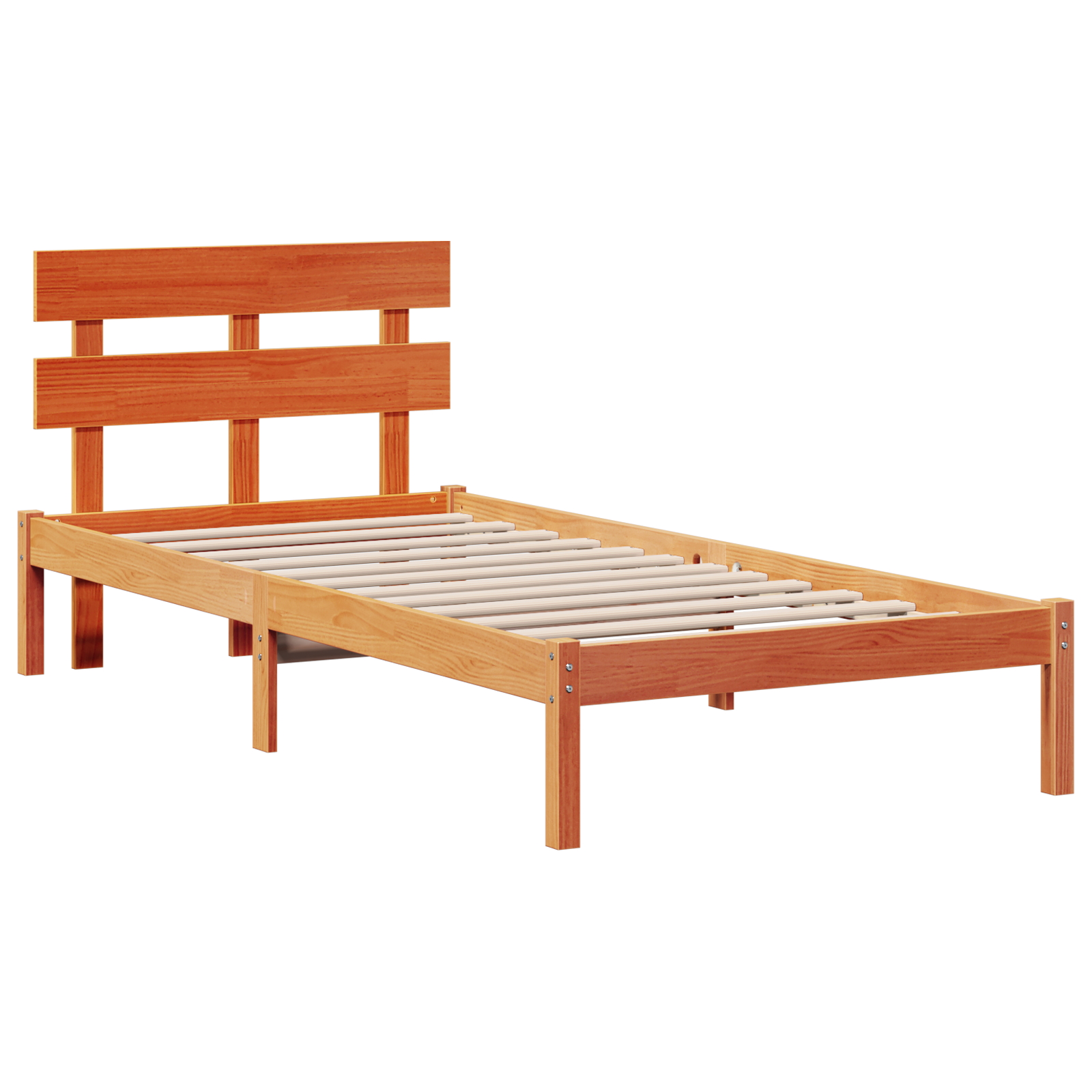  vidaXL Ágykeret Fejtálcával Gyantázott Barna 100x200 cm Tömör Fa Fenyő akciós termékkép 1