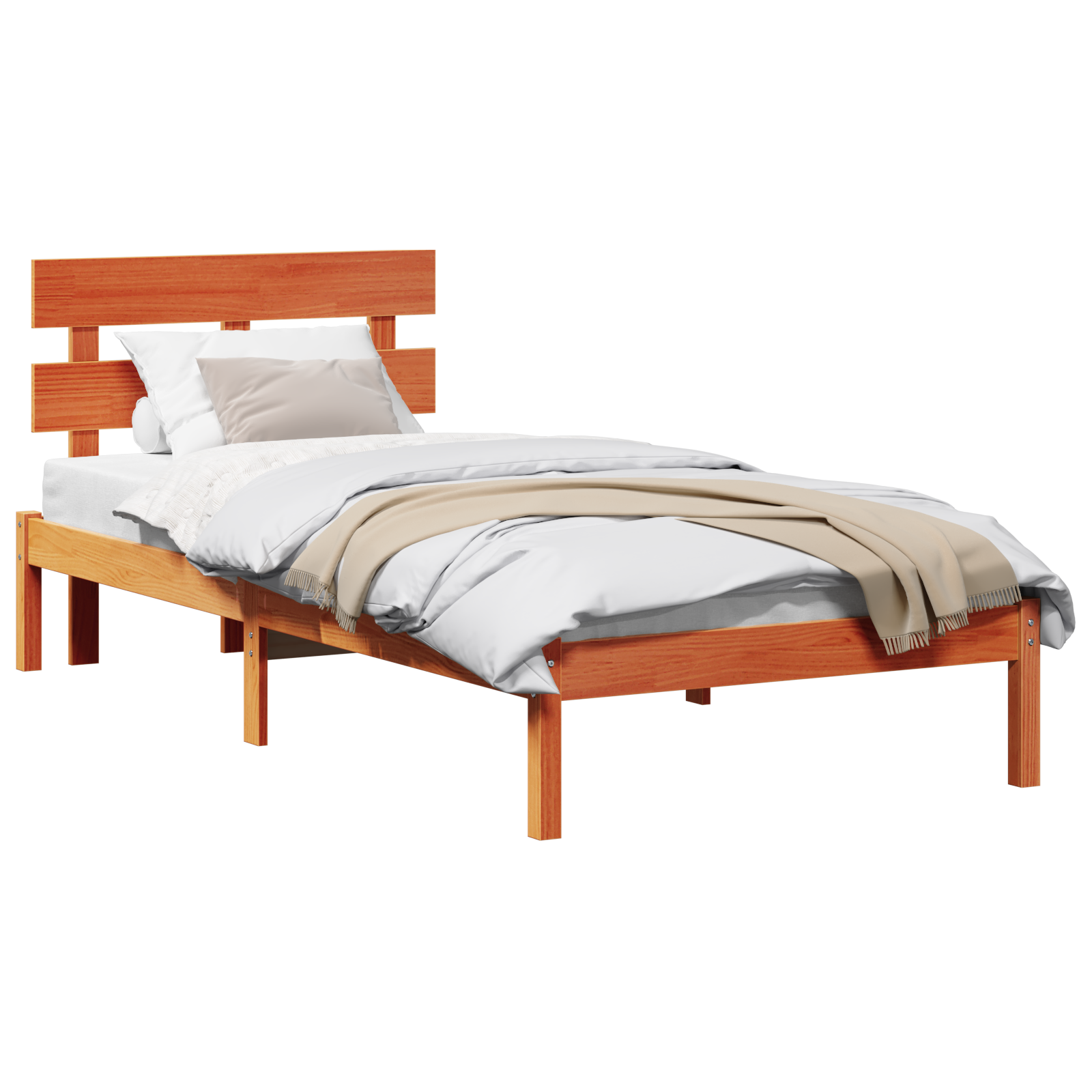 Bedframe met hoofdeinde Bruin 90 x 190 cm Massief grenenhout image 3