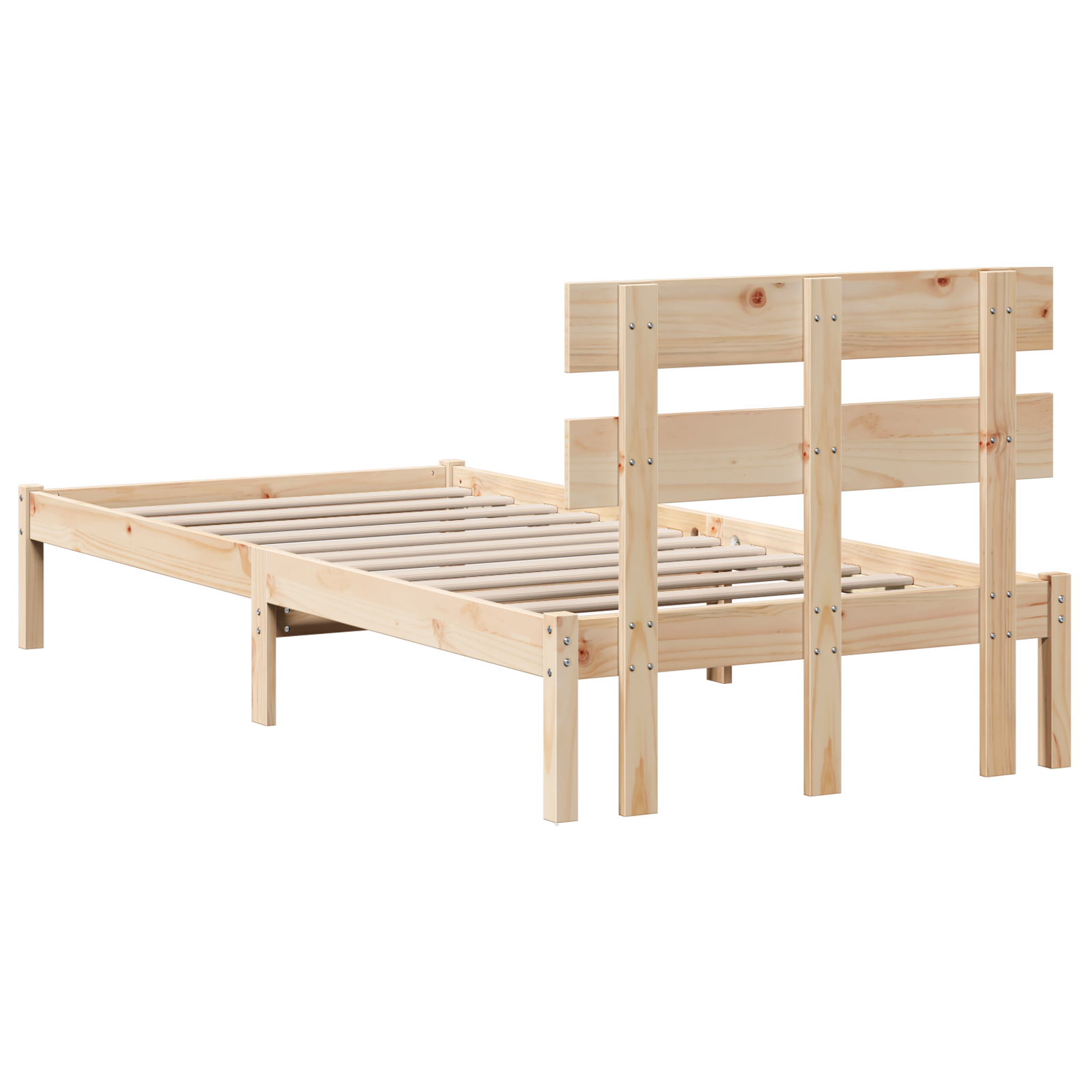 Bedframe met hoofdeinde Bruin 75 x 190 cm Massief grenenhout image 8