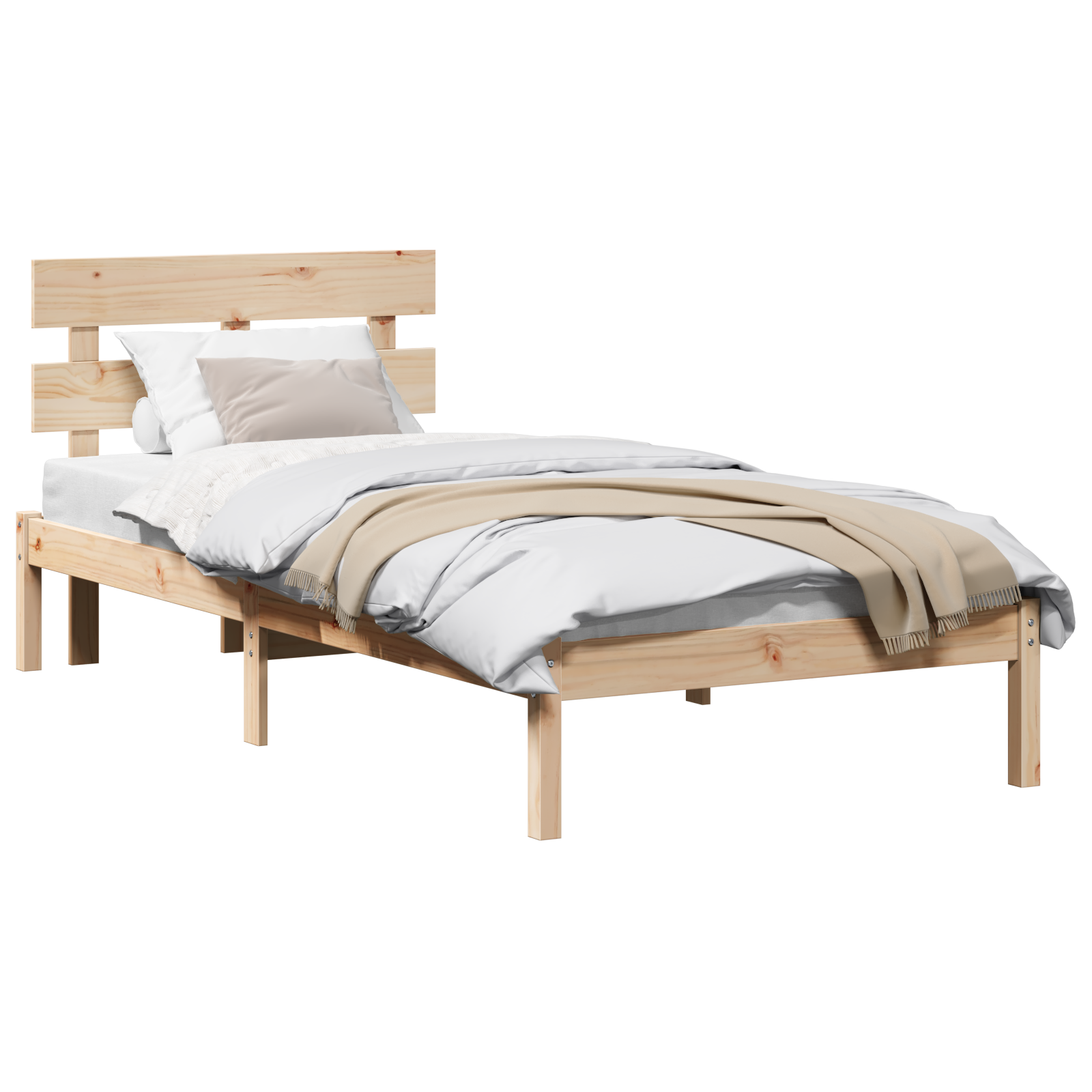 Bedframe met hoofdeinde Bruin 75 x 190 cm Massief grenenhout image 3