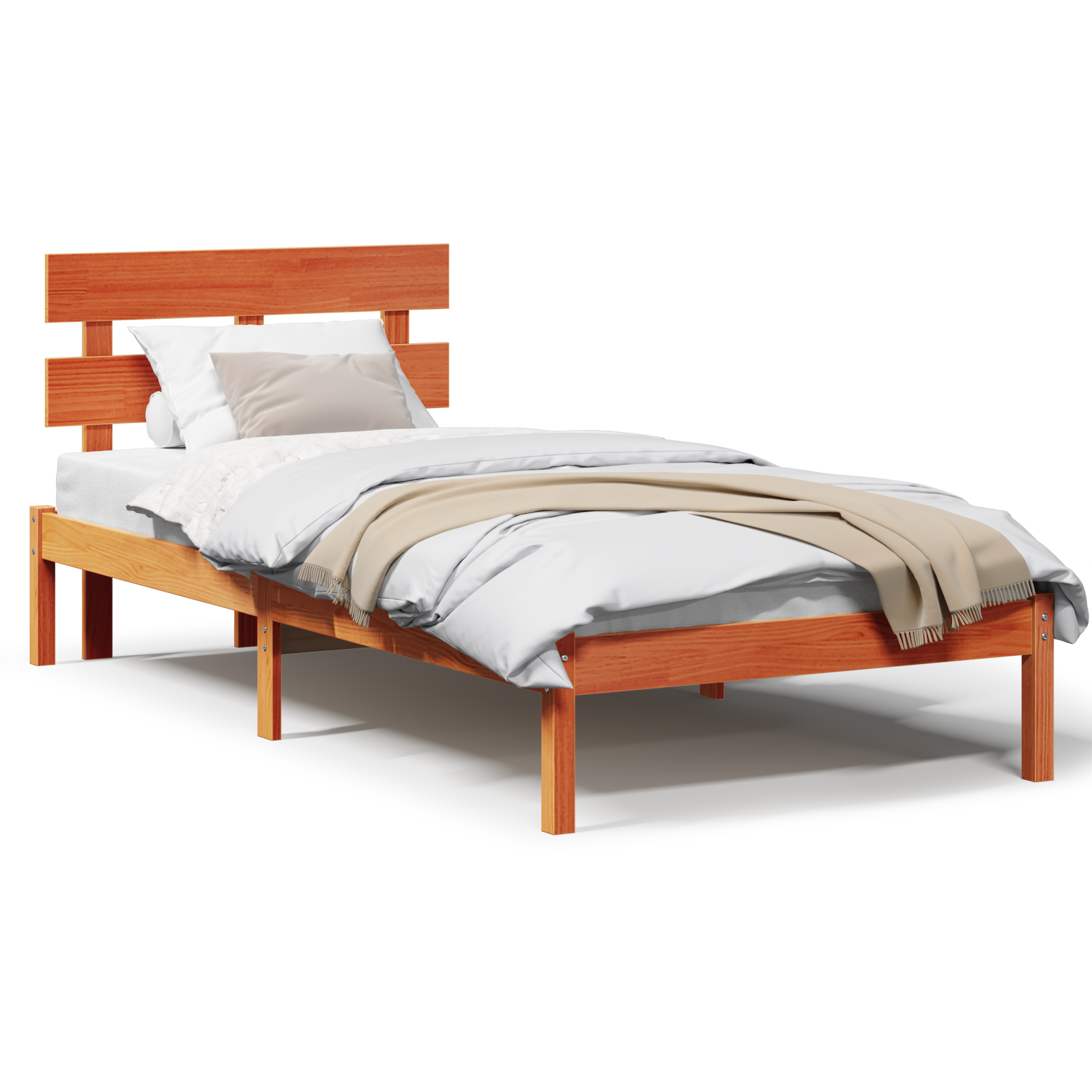 Bedframe met hoofdeinde Bruin 75 x 190 cm Massief grenenhout image 4