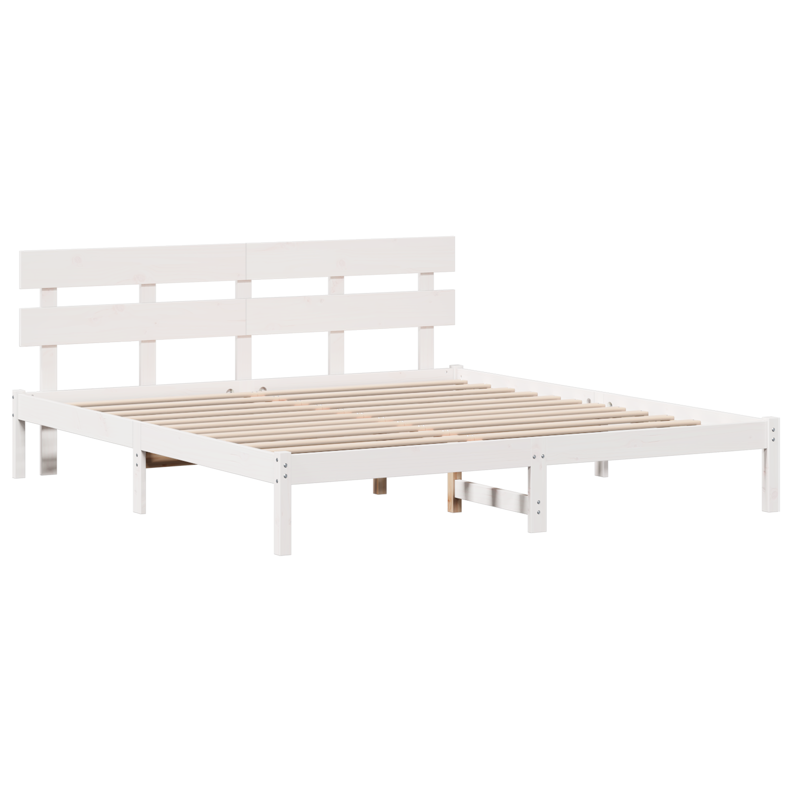 Bedframe met hoofdeinde Wit 200 x 200 cm Massief grenenhout