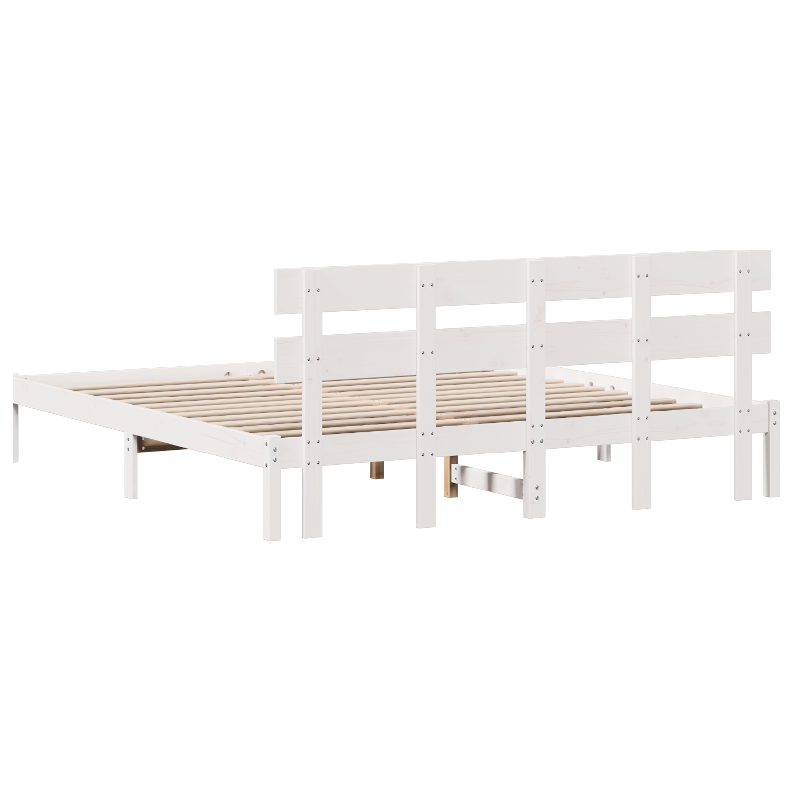 Bedframe met hoofdeinde Wit 200 x 200 cm Massief grenenhout