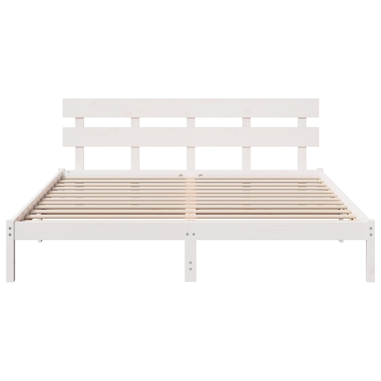 Bedframe met hoofdeinde Wit 200 x 200 cm Massief grenenhout