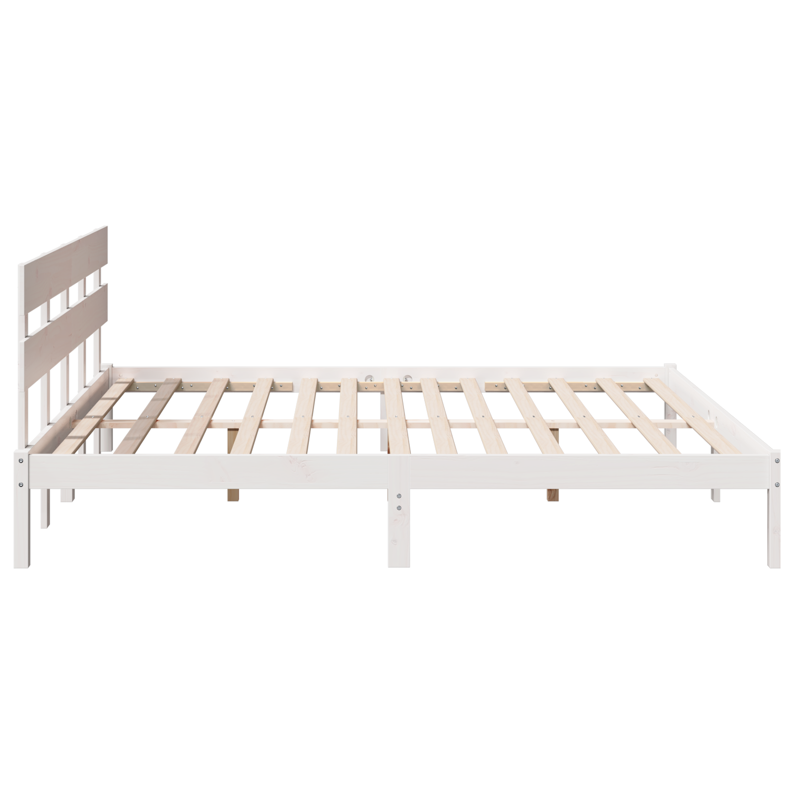 Bedframe met hoofdeinde Wit 200 x 200 cm Massief grenenhout