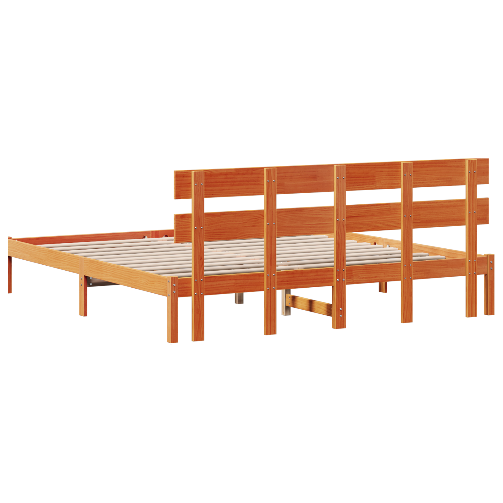 Bedframe met hoofdeinde Bruin 200 x 200 cm Massief grenenhout image 8