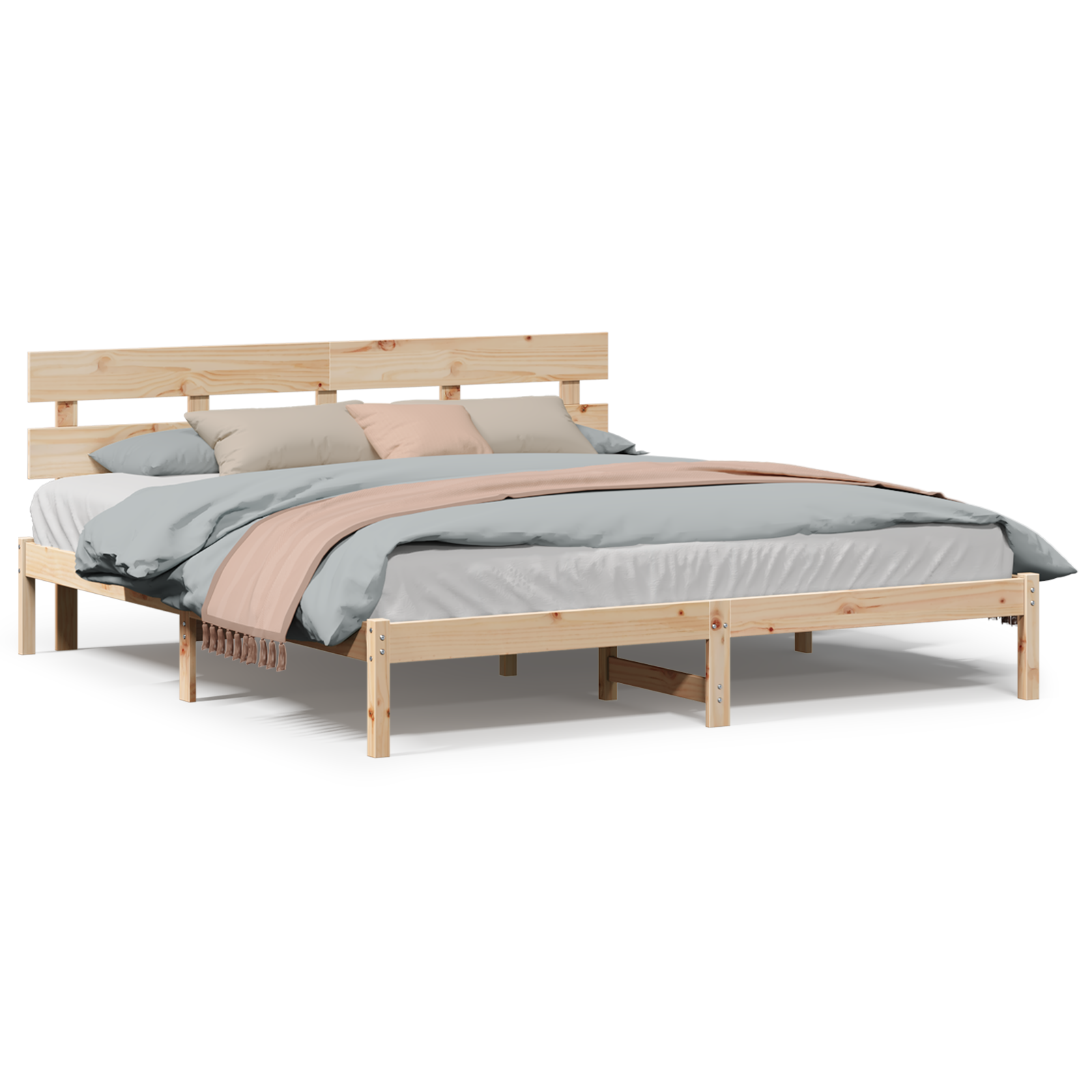 Bed Frame with Headboard 180x200 cm Solid Wood Pine - Image 4