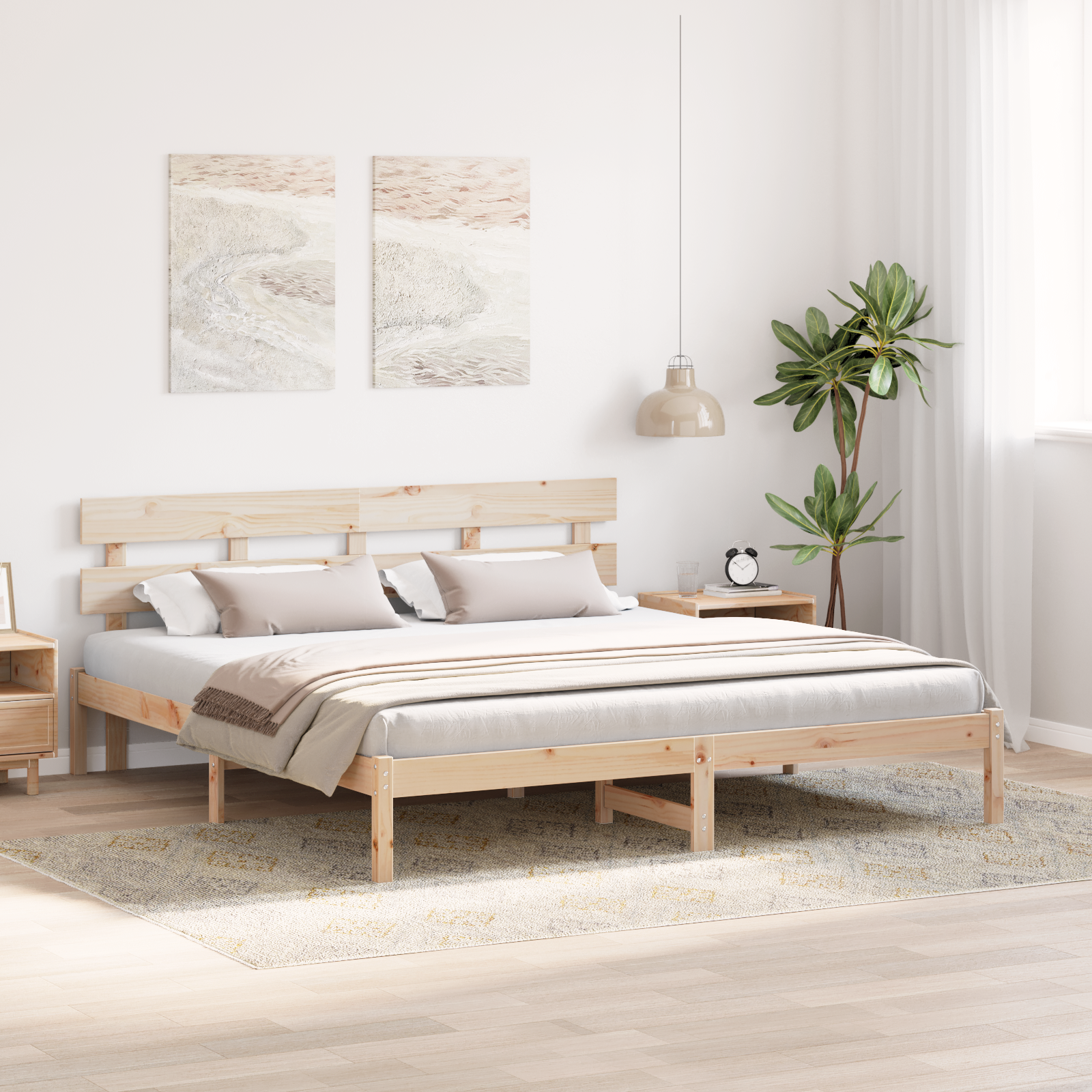 Bed Frame with Headboard 180x200 cm Solid Wood Pine - Image 5