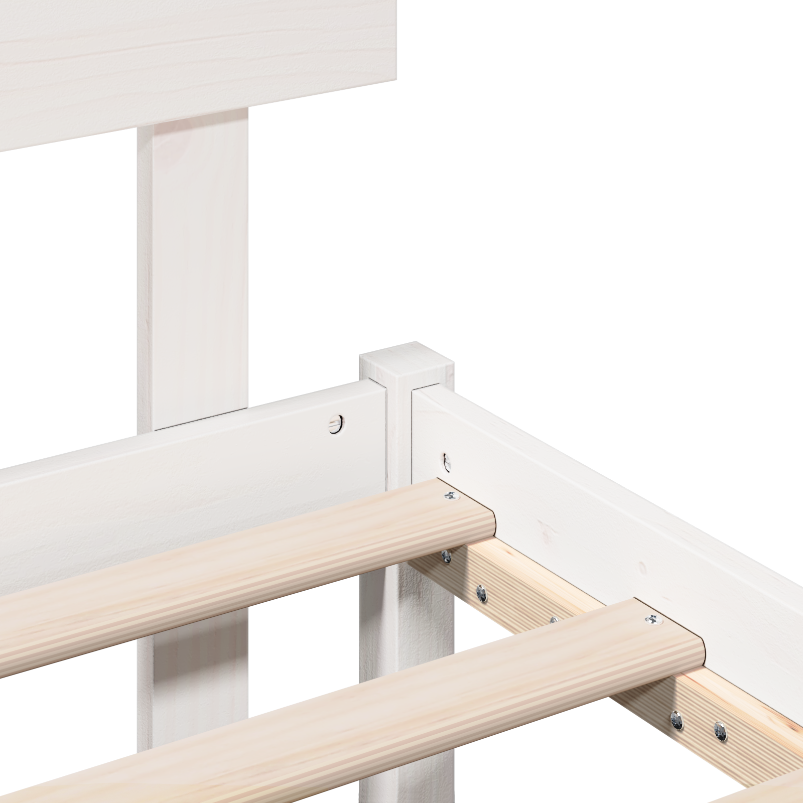 Bed Frame with Headboard White 180x200 cm Solid Wood Pine - Image 9