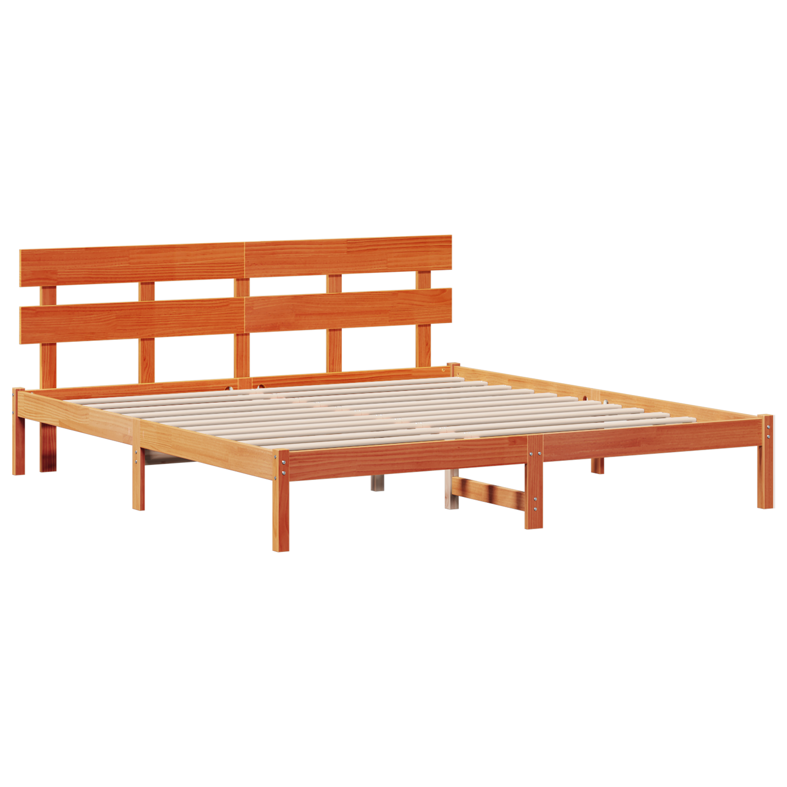 Bed Frame with Headboard Wax Brown 180x200 cm Solid Wood Pine - Image 3