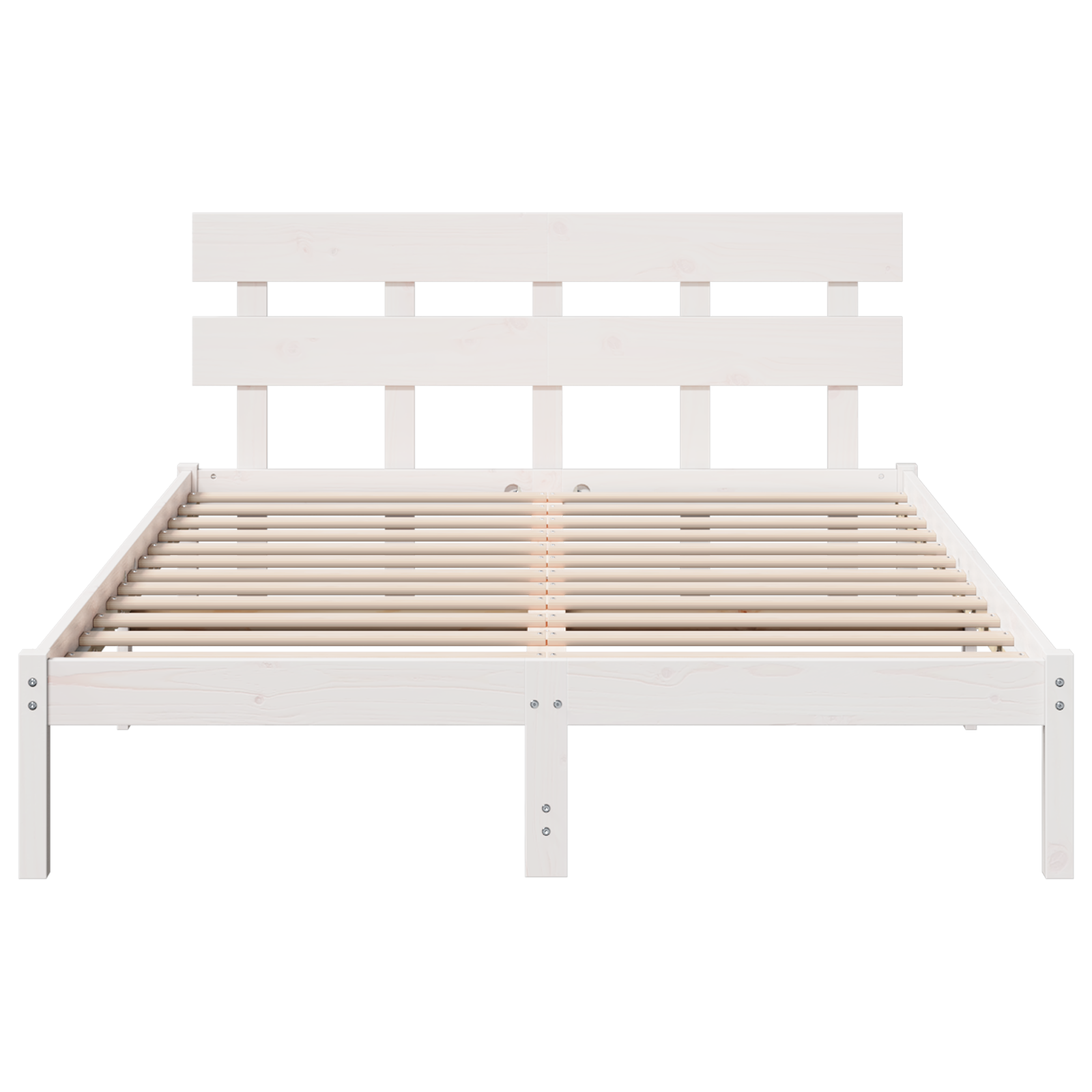 Bed Frame with Headboard White 160x200 cm Solid Wood Pine - Image 6