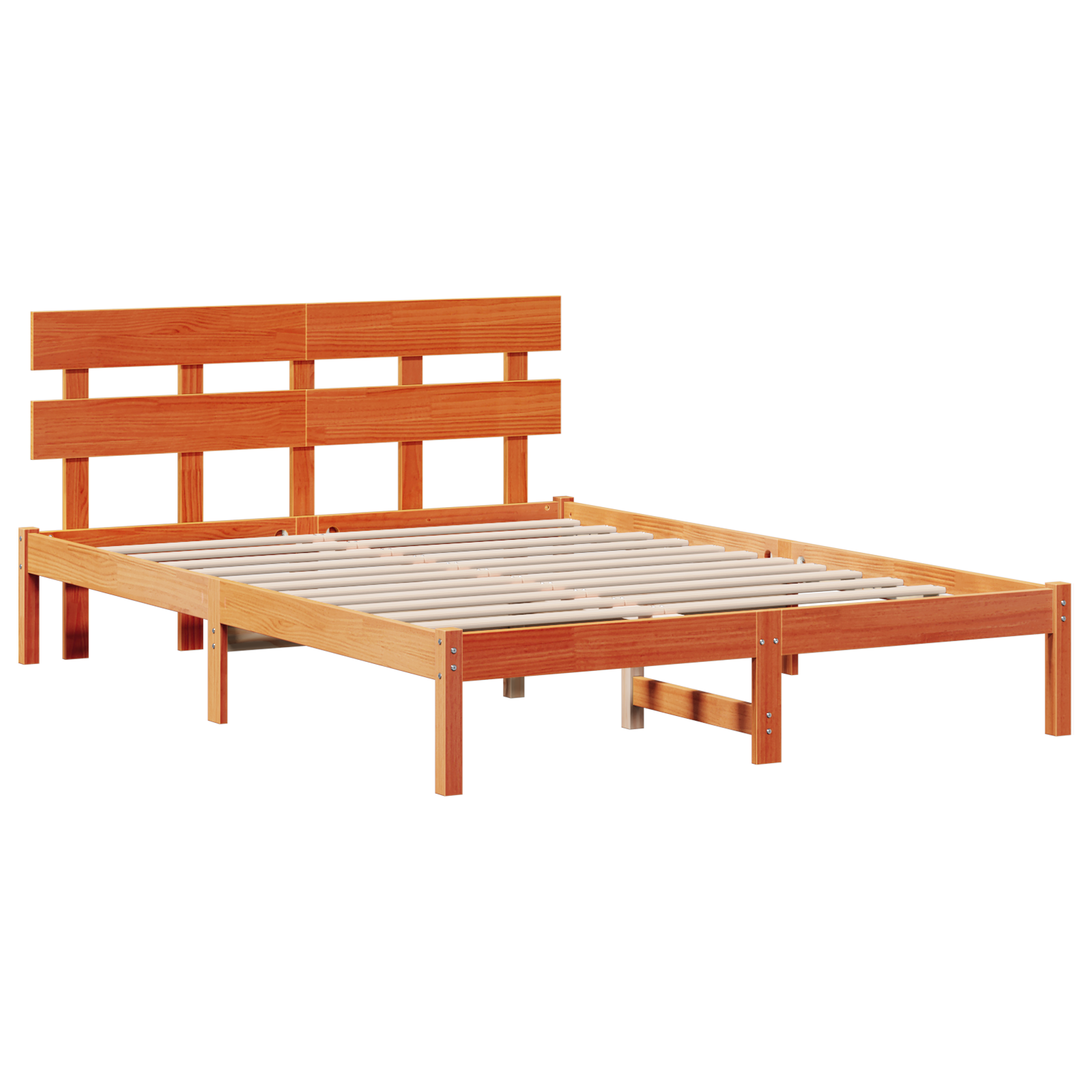 Bed Frame with Headboard Wax Brown 160x200 cm Solid Wood Pine - Image 3