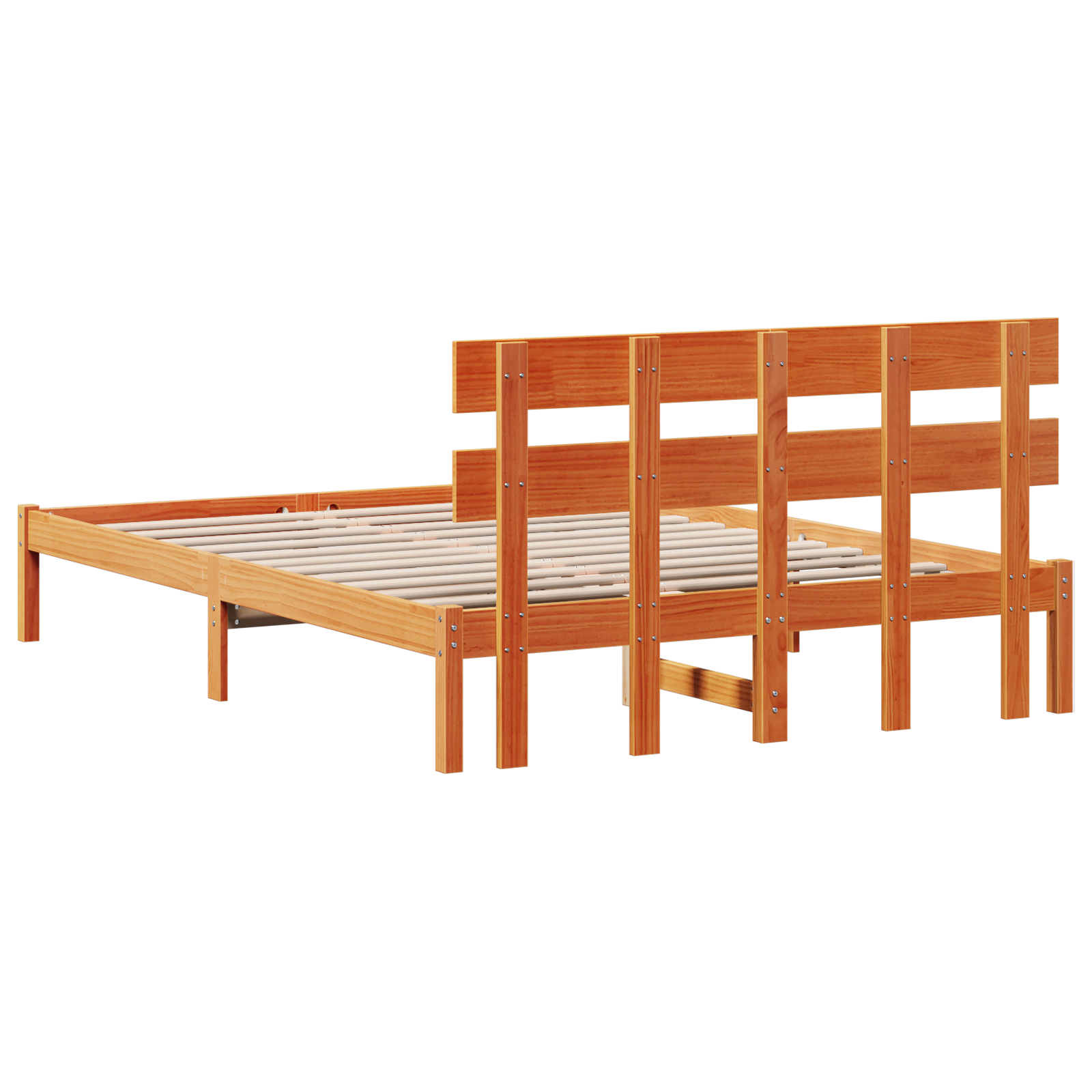 Bed Frame with Headboard Wax Brown 160x200 cm Solid Wood Pine - Image 8