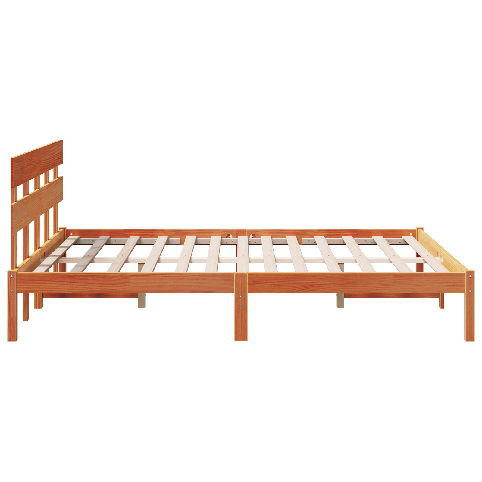 Bed Frame with Headboard Wax Brown 160x200 cm Solid Wood Pine - Image 7