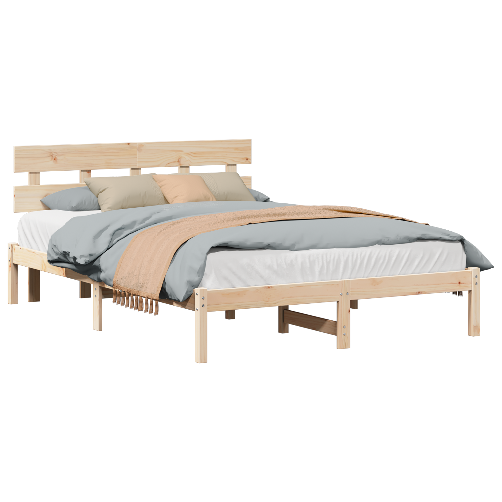 Bed Frame with Headboard 150x200 cm Solid Wood Pine - Image 2