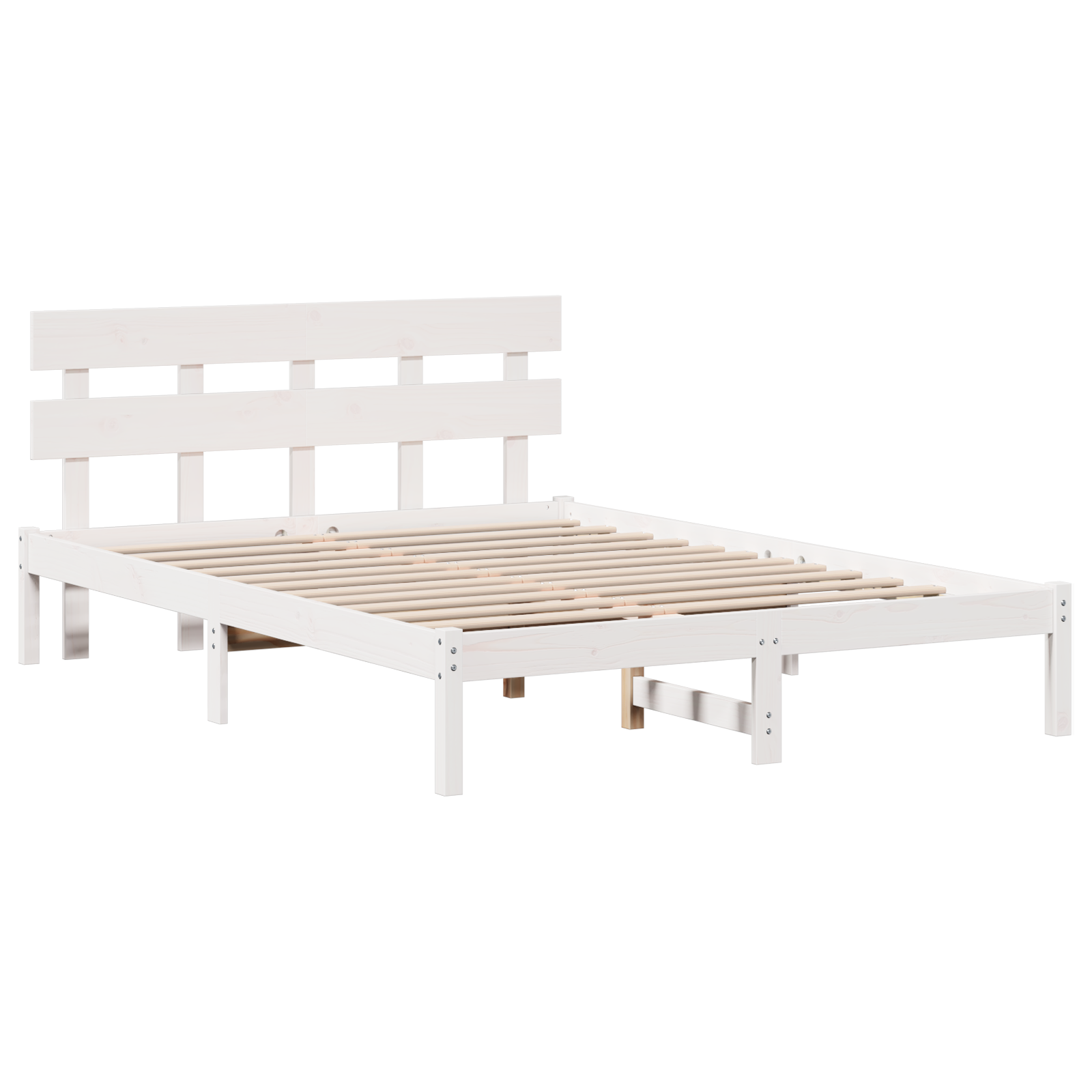 Bed Frame with Headboard White 150x200 cm Solid Wood Pine - Image 3
