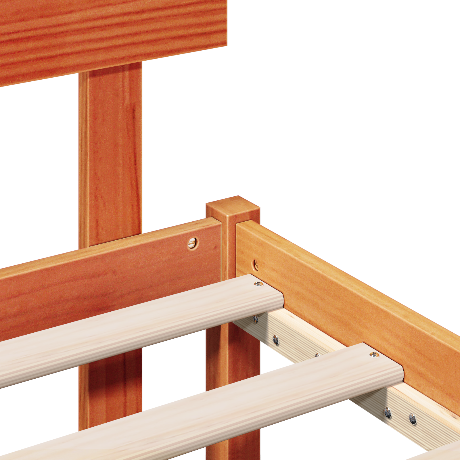 Bed Frame with Headboard Wax Brown 140x200 cm Solid Wood Pine - Image 9