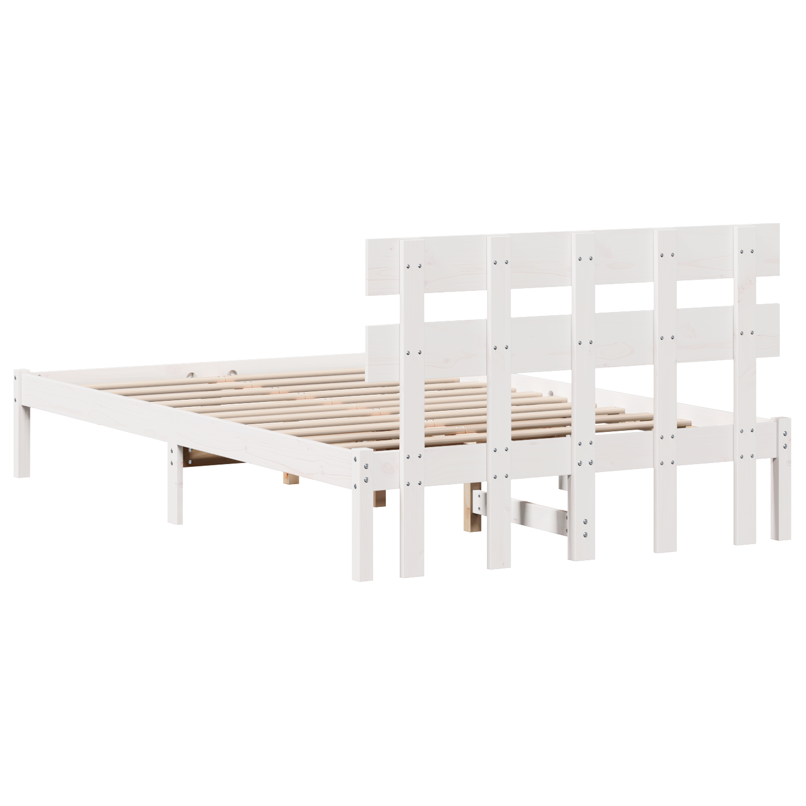 Bed Frame with Headboard White 120x200 cm Solid Wood Pine - Image 8