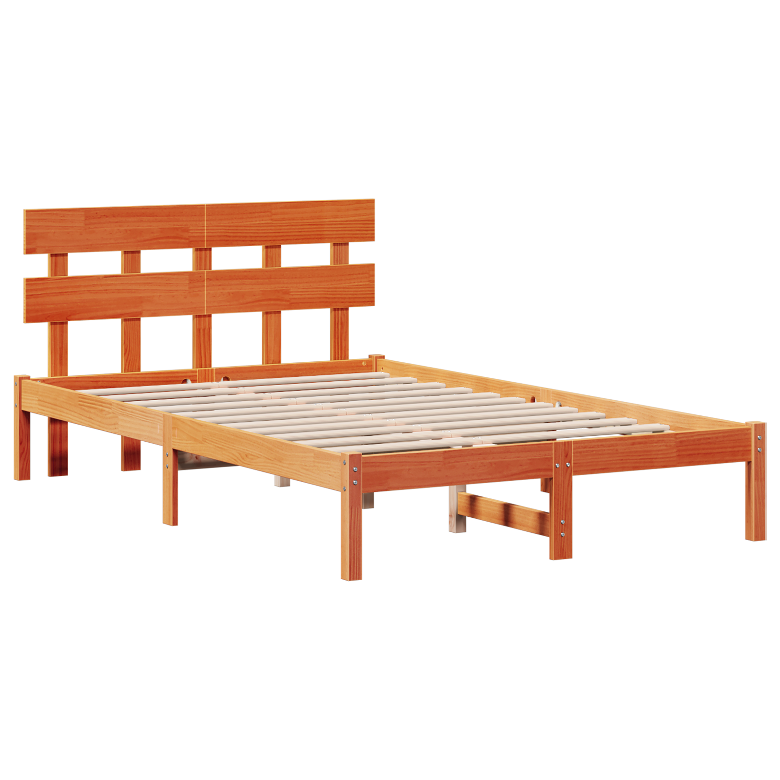 Bedframe met hoofdeinde Bruin 140 x 190 cm Massief grenenhout