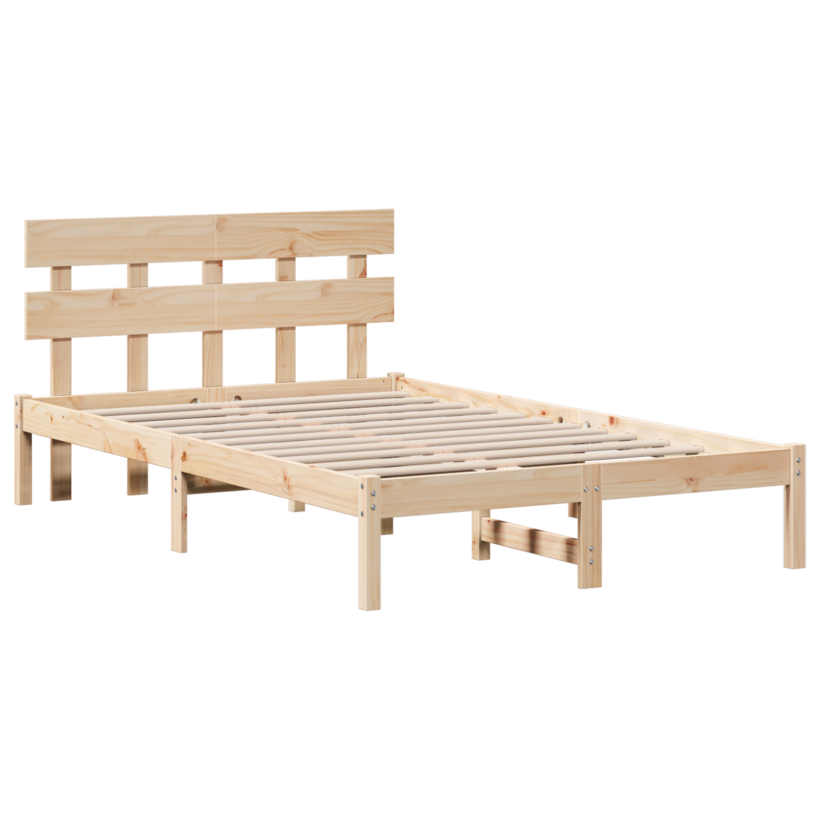 Bedframe met hoofdeinde Bruin 135 x 190 cm Massief grenenhout image 2
